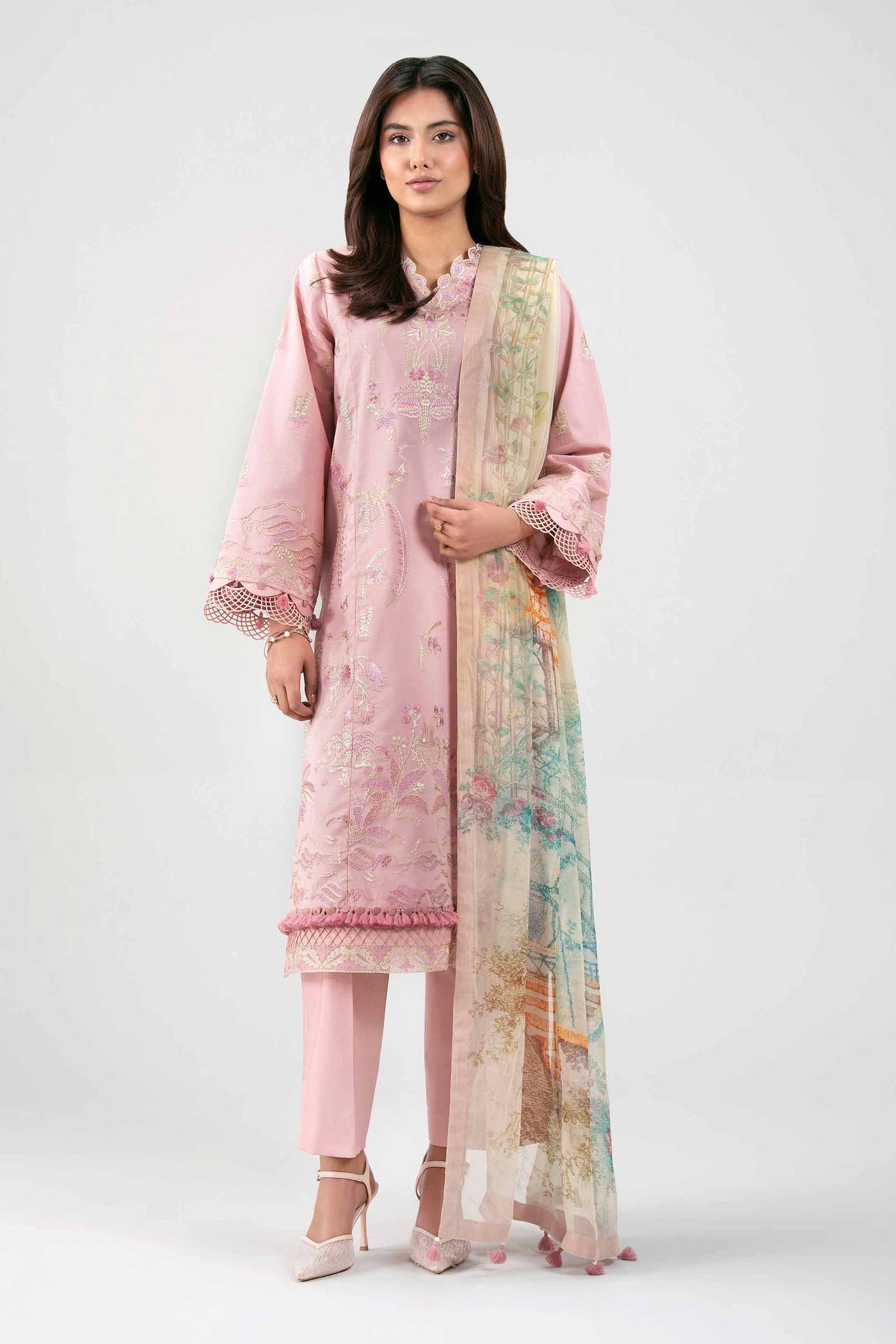 3 Piece Embroidered Dobby Lawn Suit