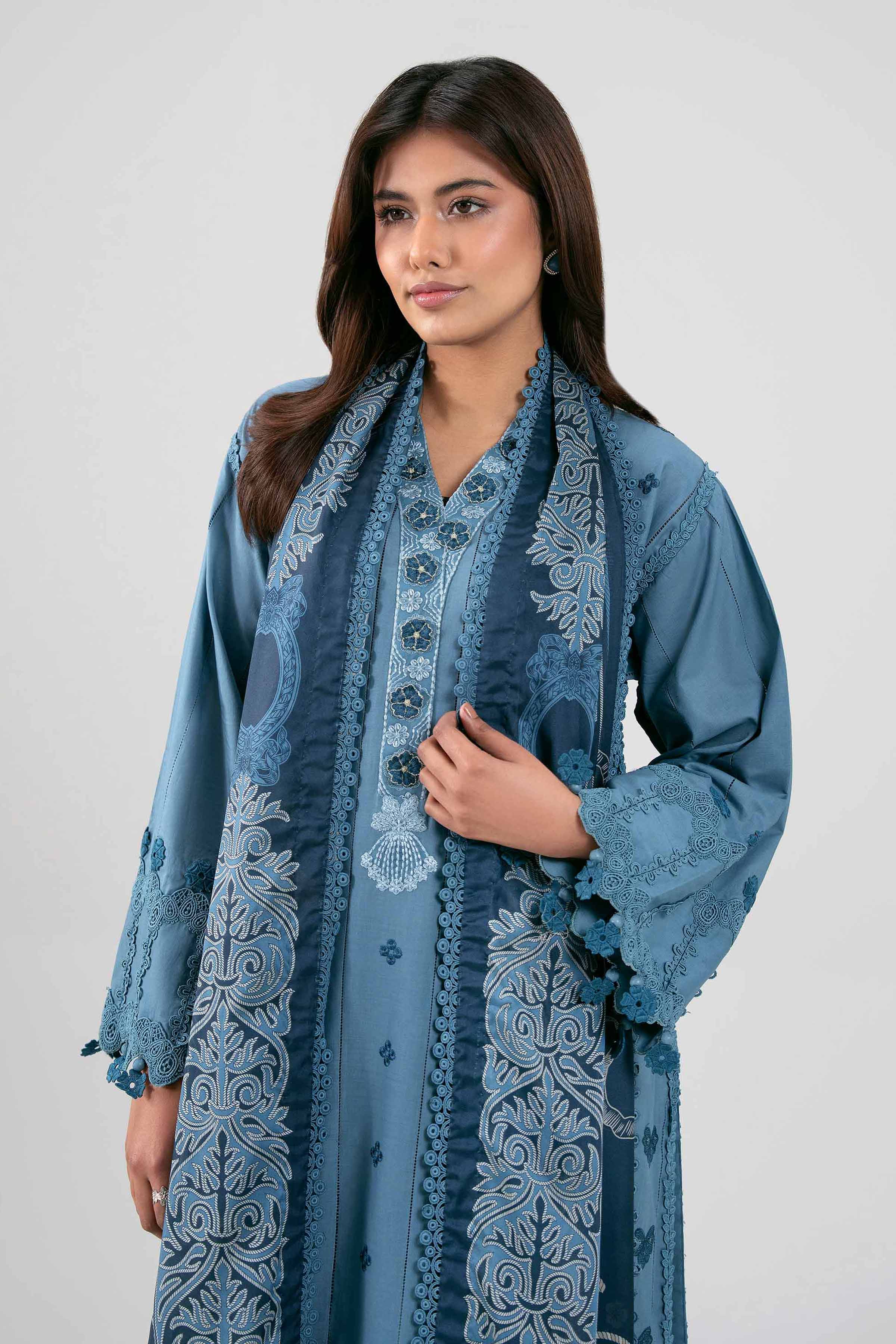 3 Piece - Digital Printed Embroidered Suit - 42601347