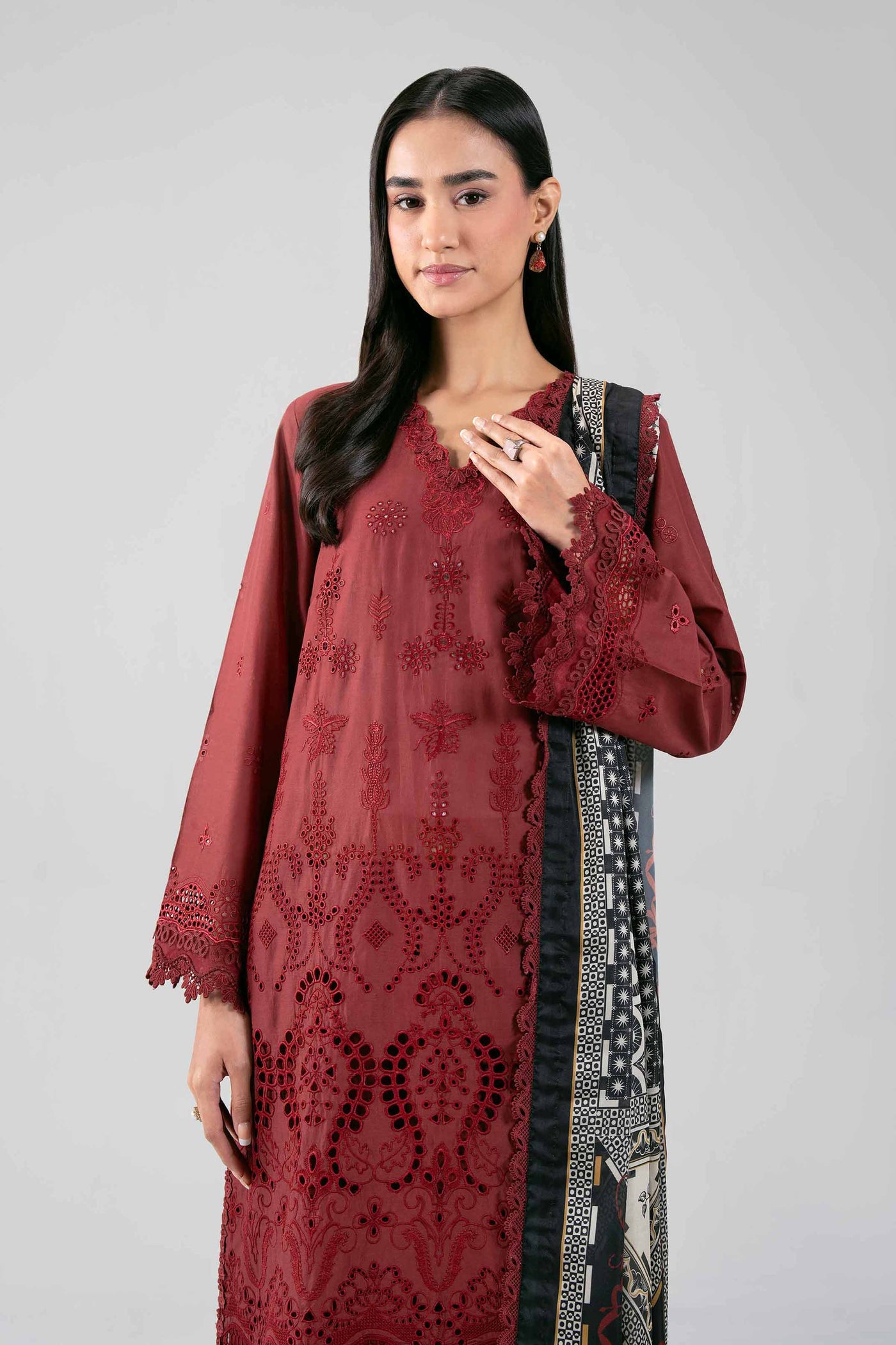 3 Piece Embroidered Chiffon Suit