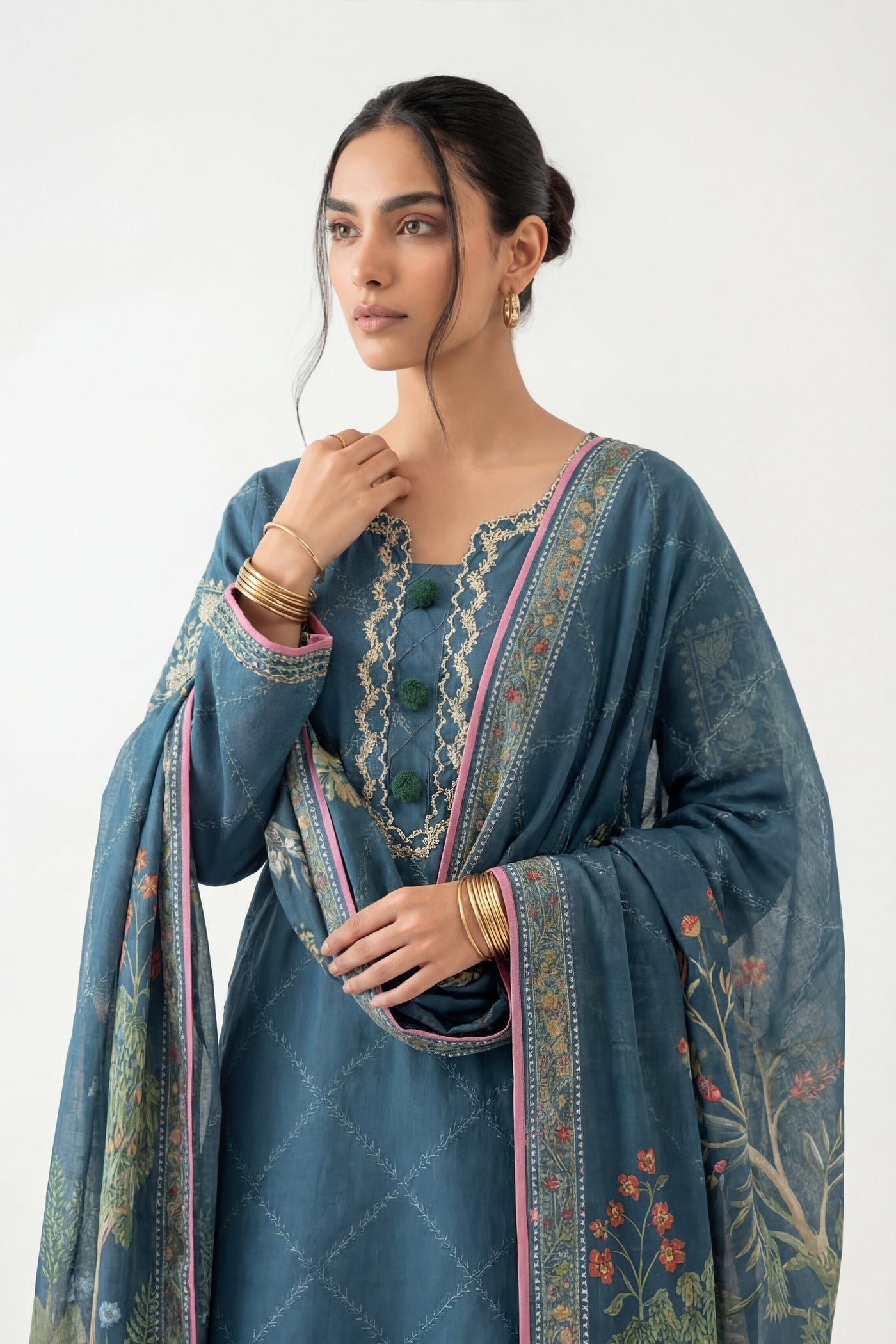 2 Piece Embroidered Dobby Lawn Suit