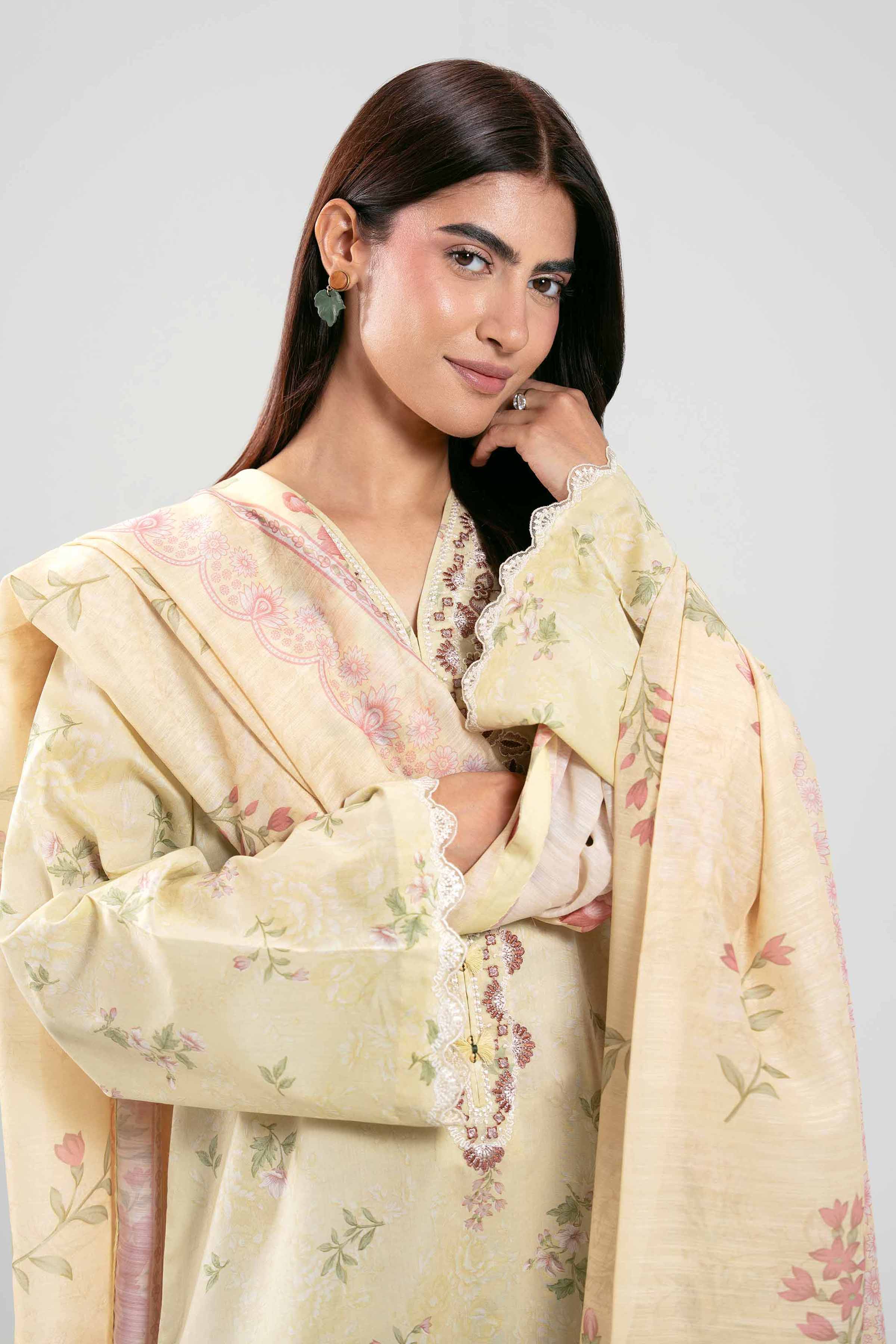 3 Piece - Digital Printed Embroidered Suit - 42601360