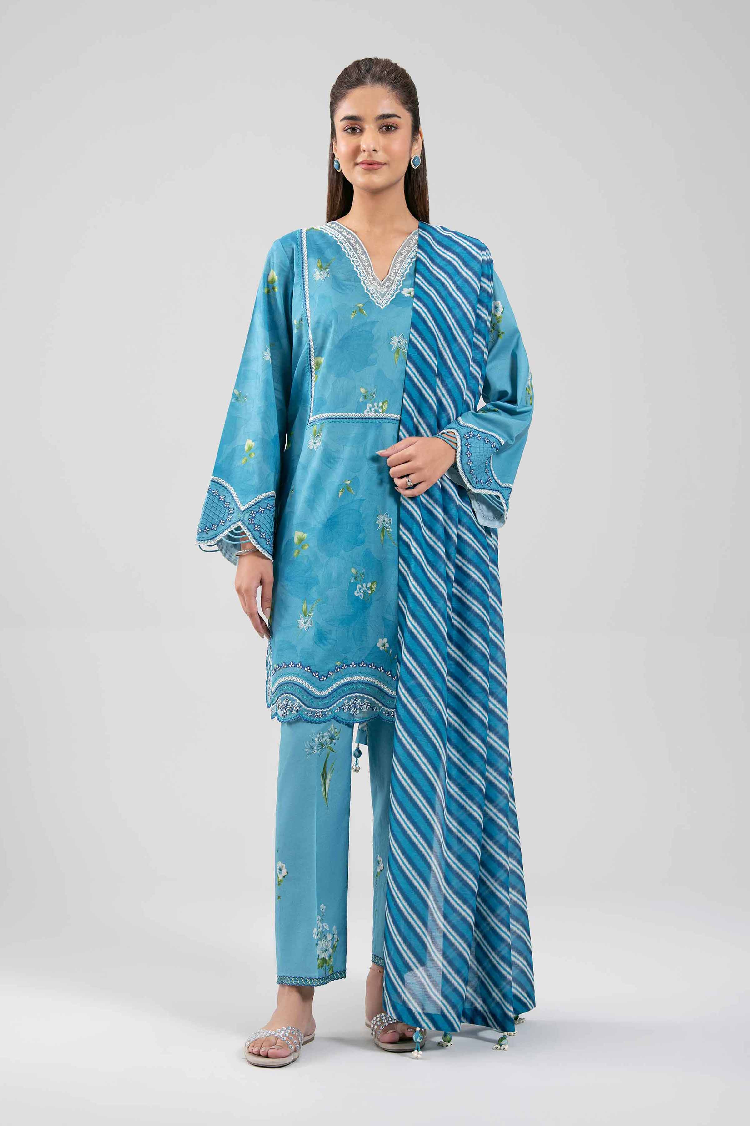 3 Piece - Digital Printed Embroidered Suit - 42601361