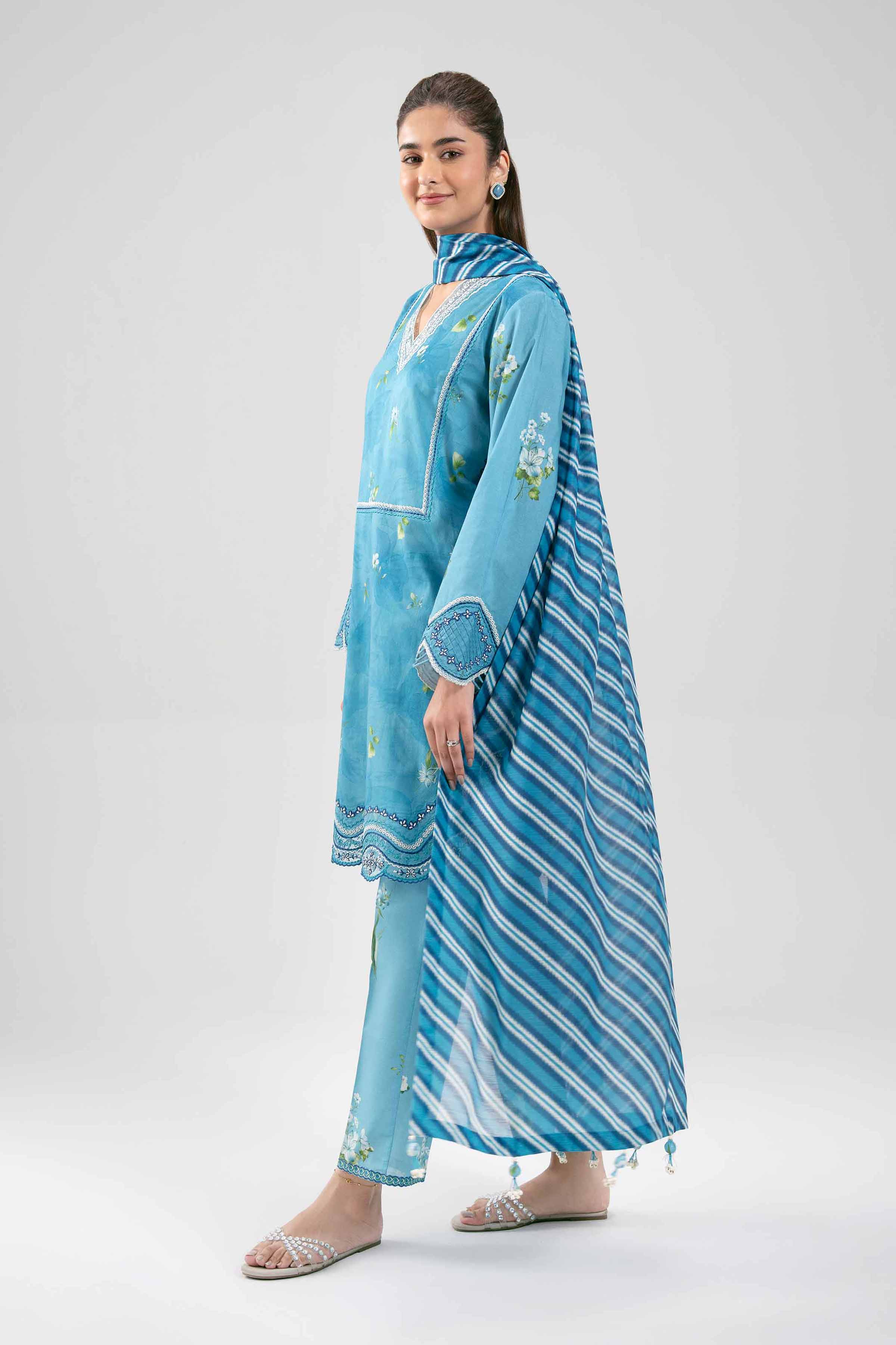 3 Piece - Digital Printed Embroidered Suit - 42601361