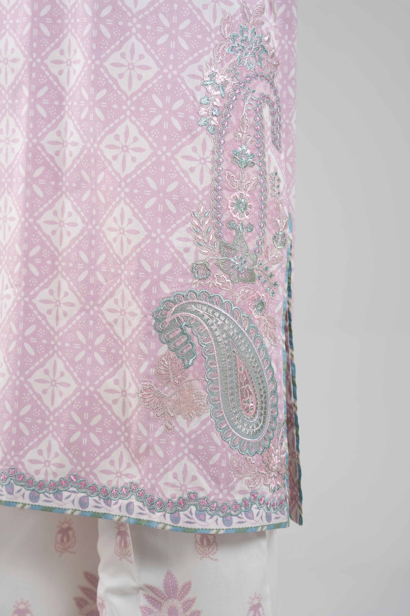 3 Piece Embroidered Raw Silk Suit