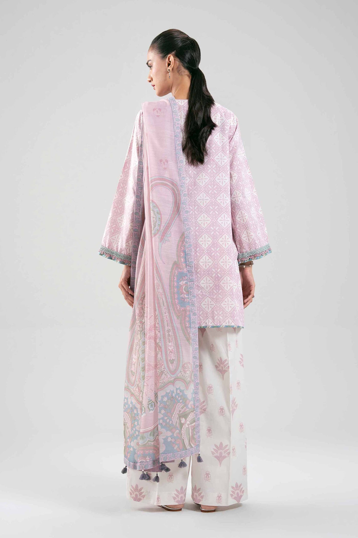 3 Piece Embroidered Raw Silk Suit