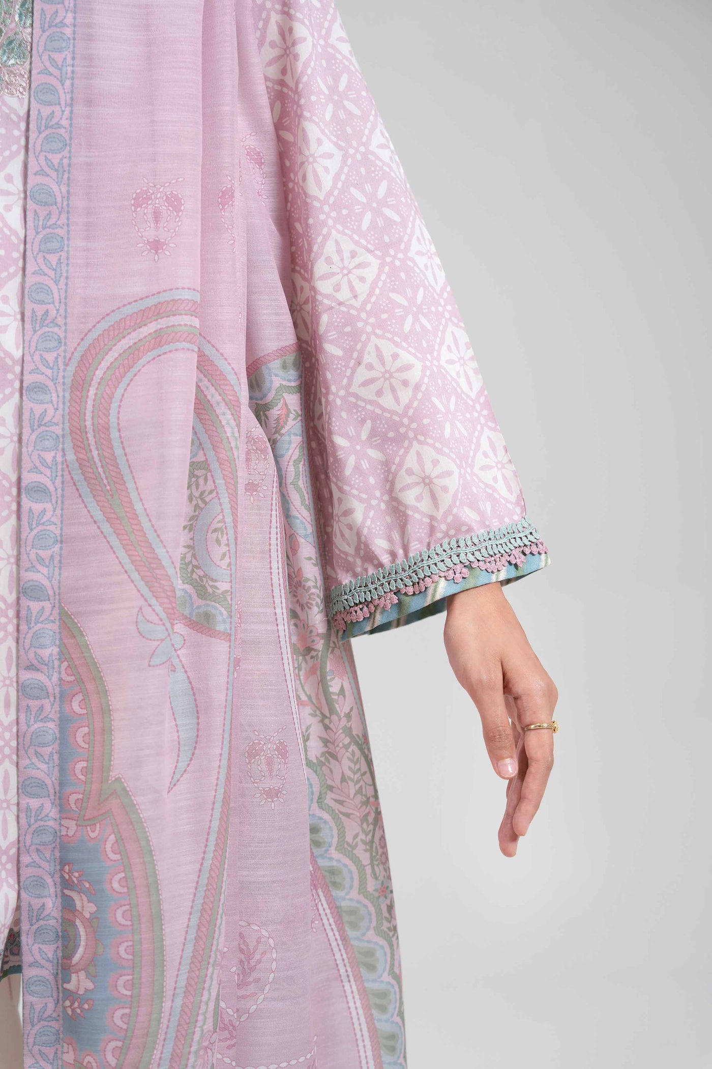3 Piece Embroidered Raw Silk Suit