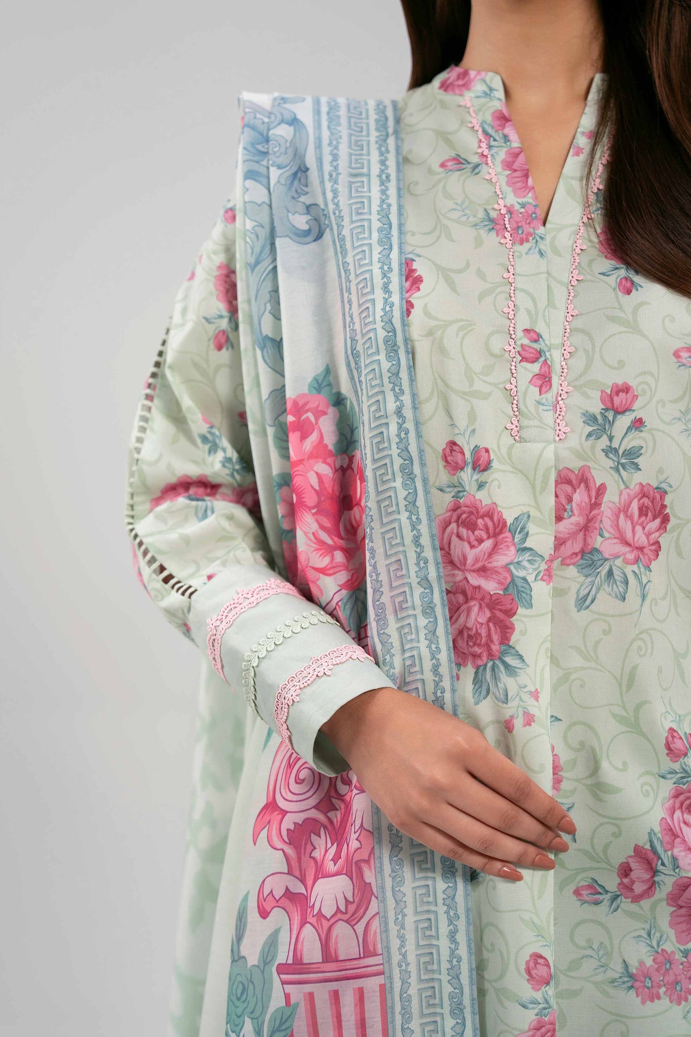 3 Piece Unstitched Embroidered Lawn Suit