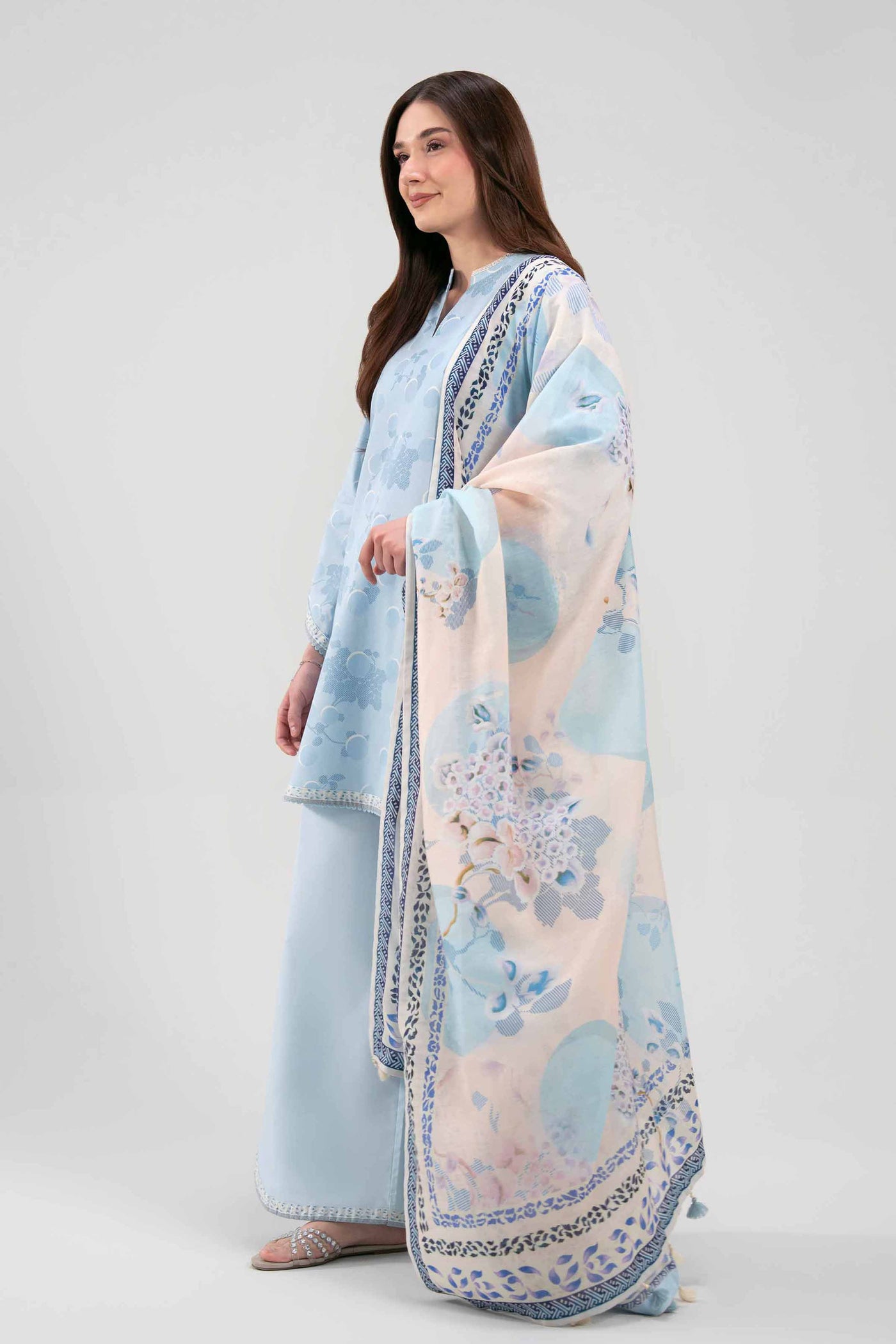 3 Piece Unstitched Embroidered Chiffon Suit
