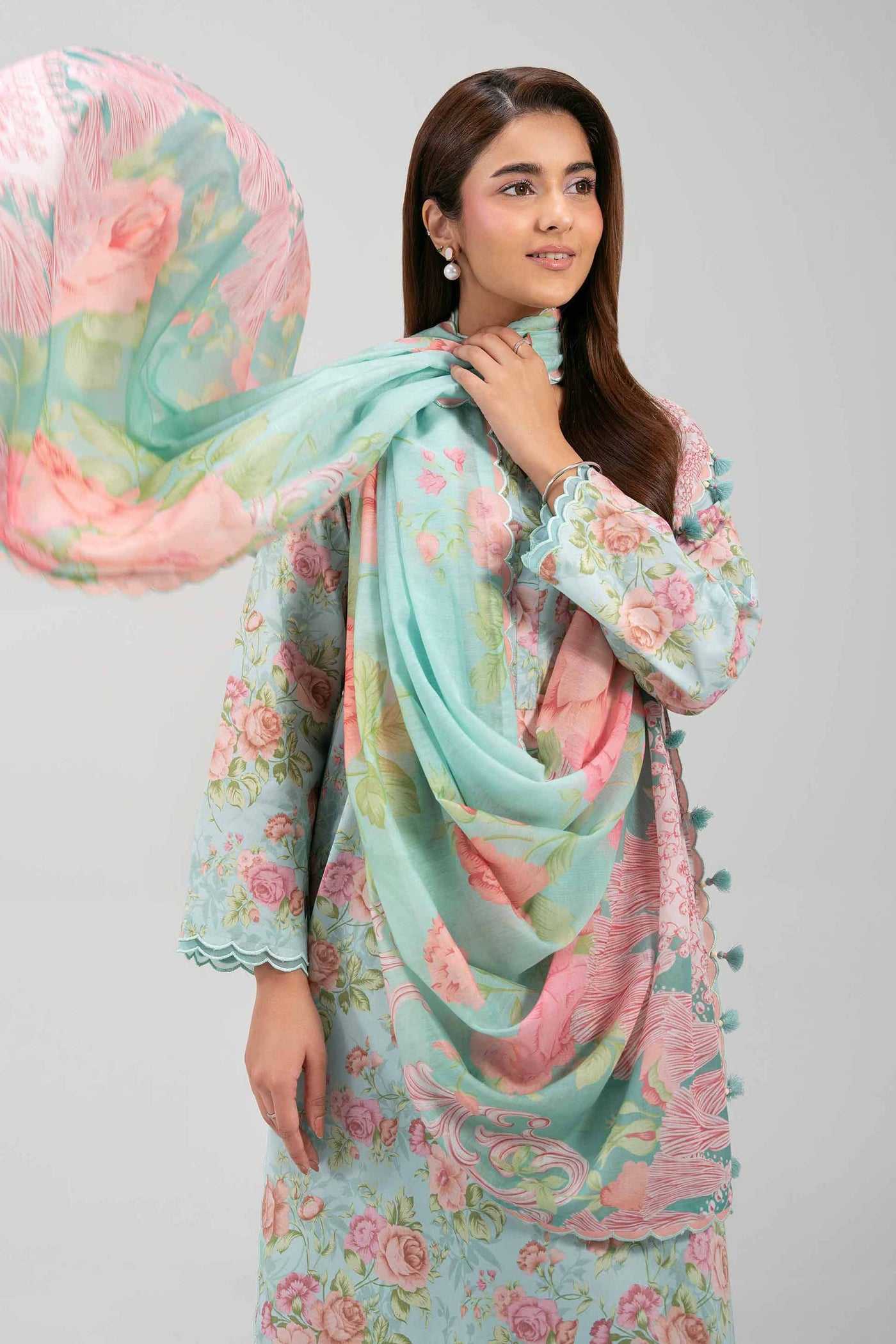 3 Piece Embroidered Chiffon Suit