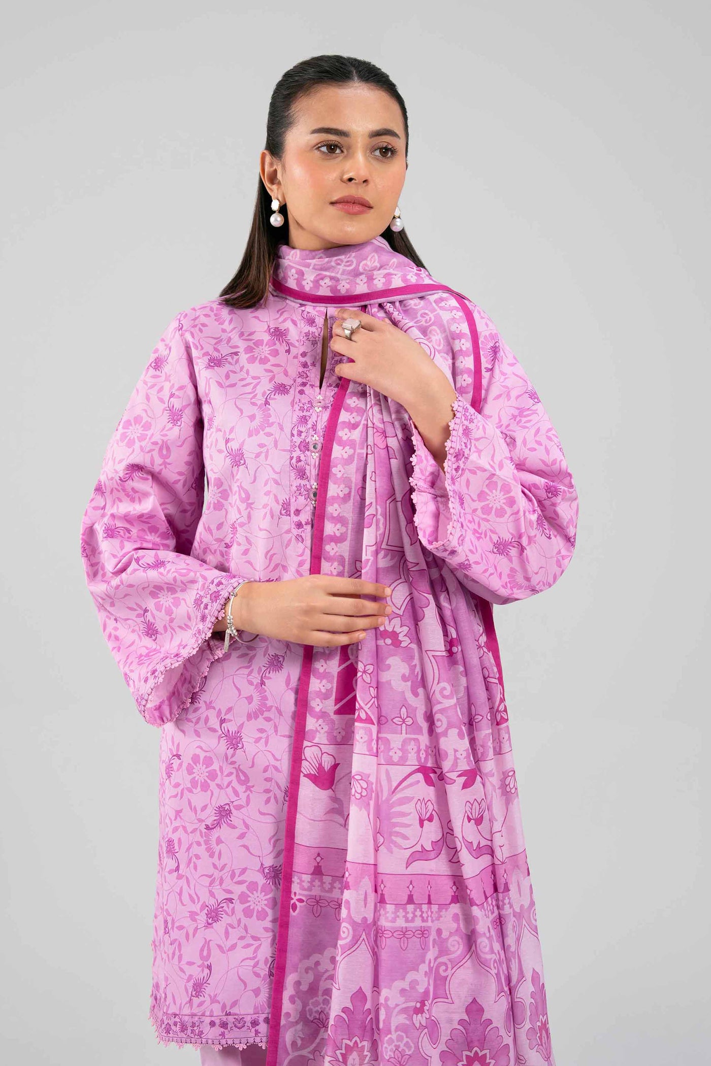 3 Piece Unstitched Embroidered Chiffon Suit