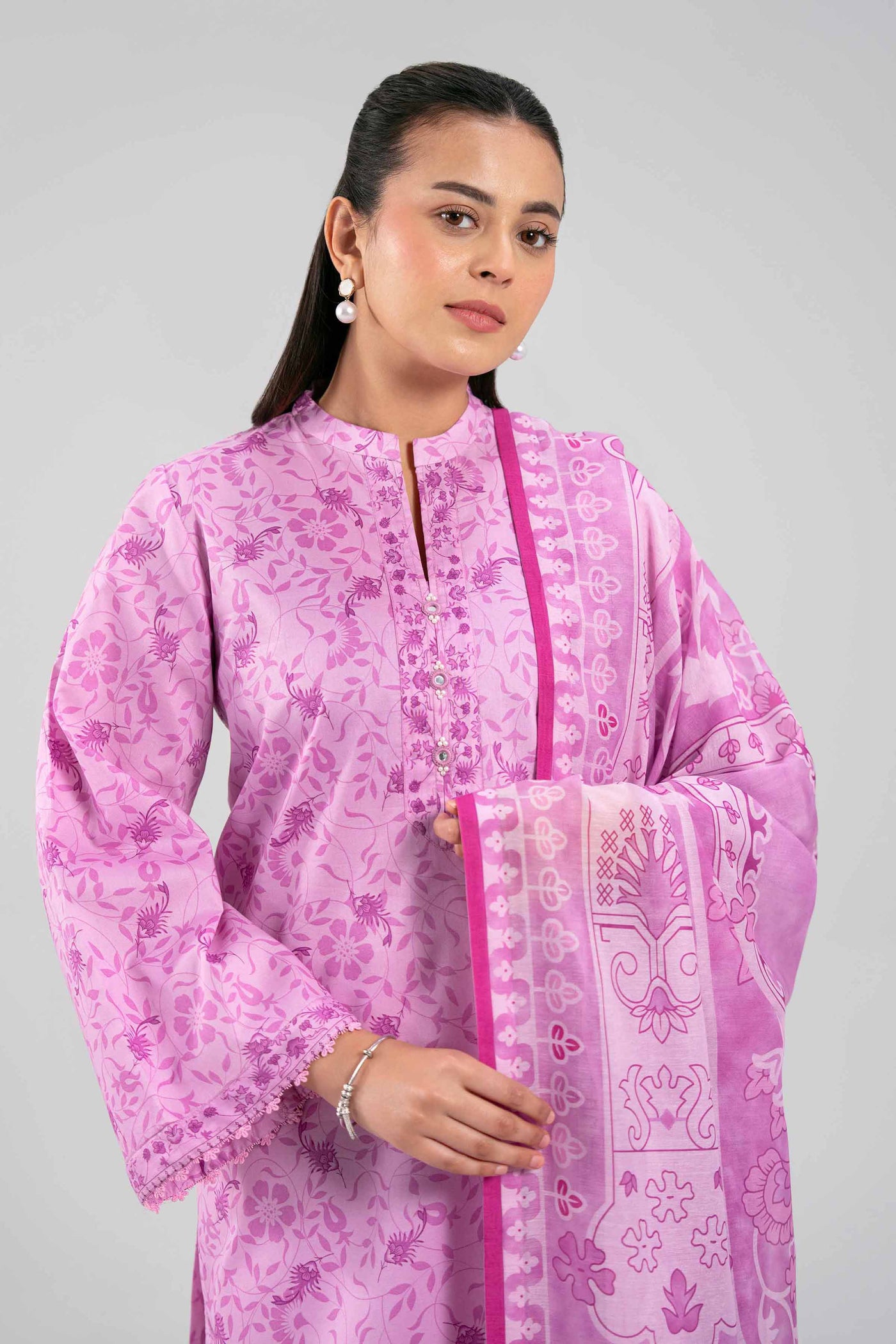 3 Piece Unstitched Embroidered Chiffon Suit