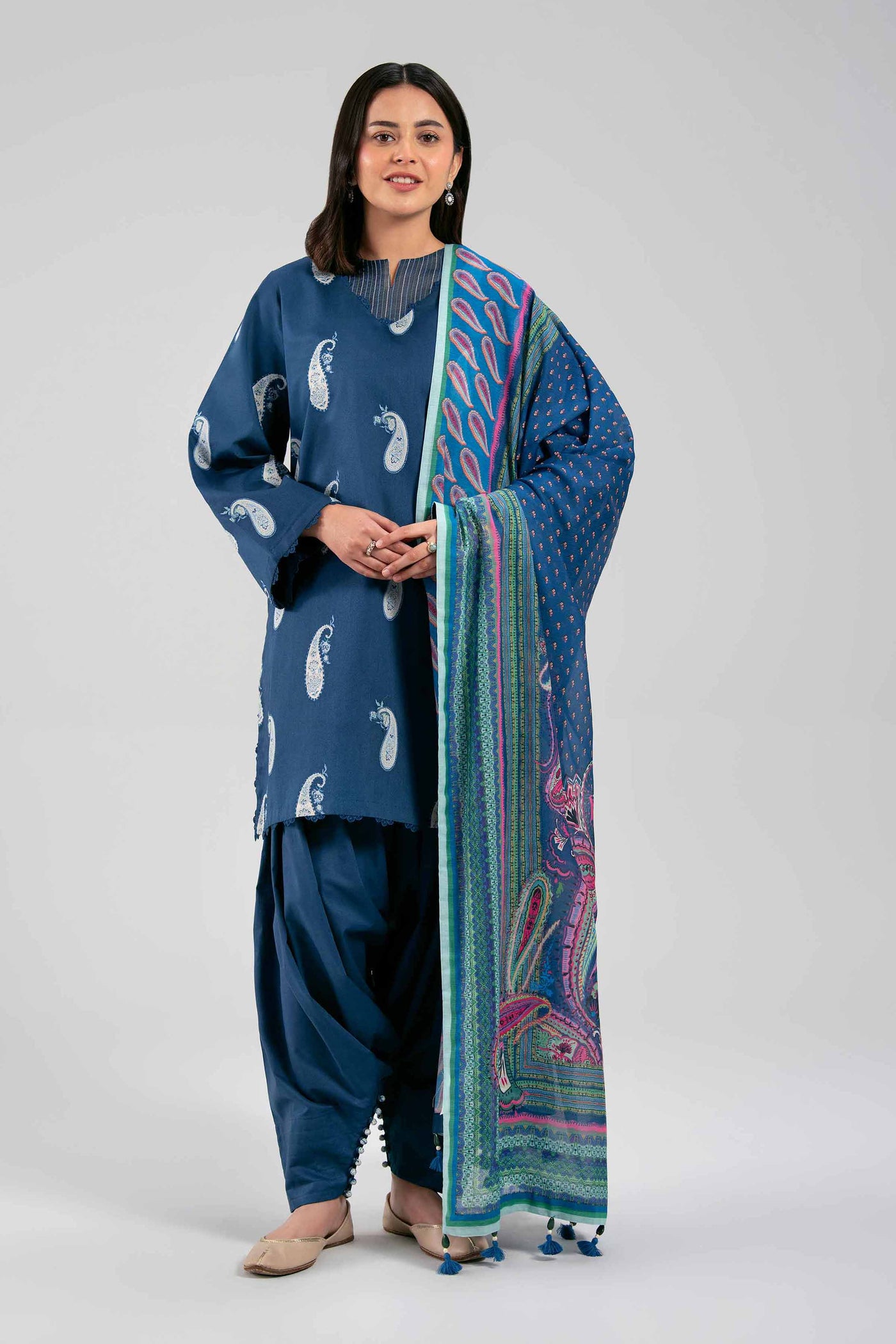 3 Piece Unstitched Embroidered Chiffon Suit