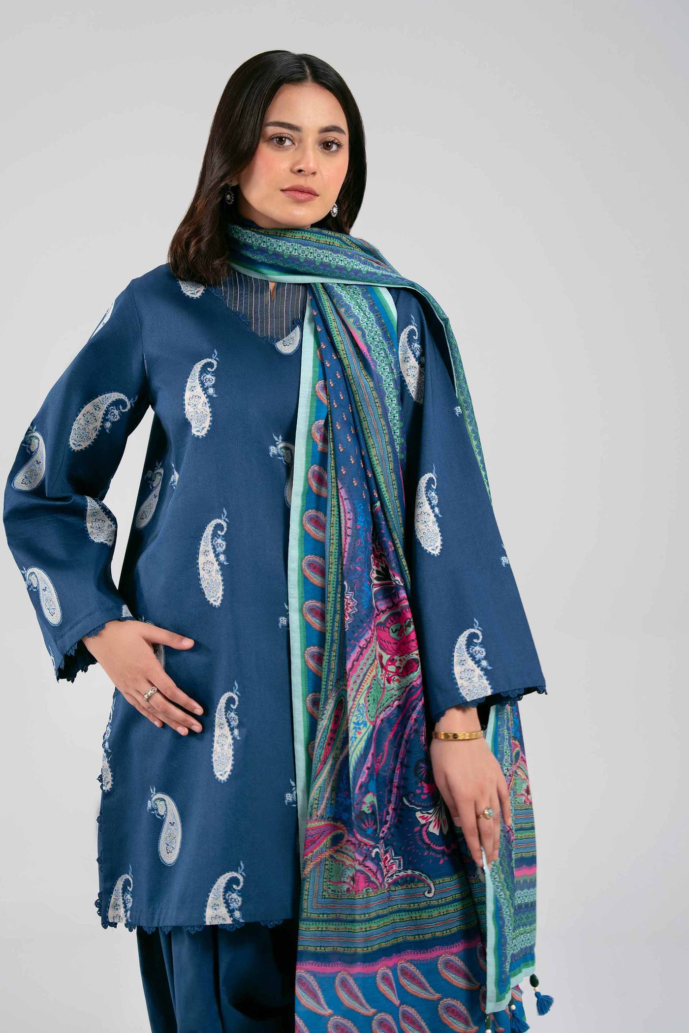 3 Piece Unstitched Embroidered Chiffon Suit
