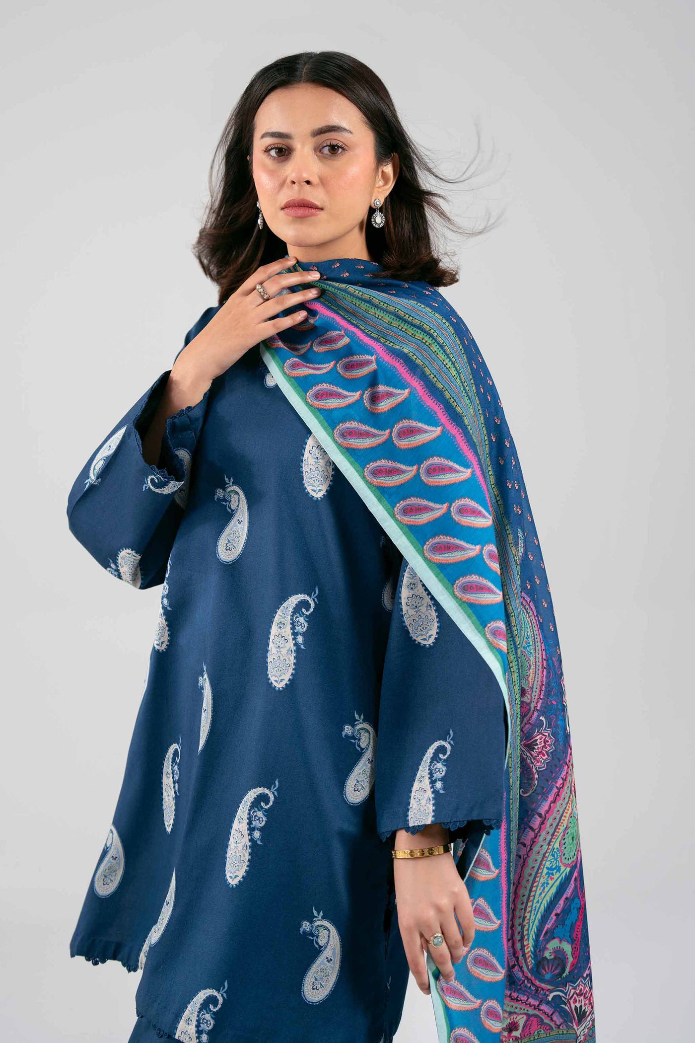 3 Piece Unstitched Embroidered Chiffon Suit