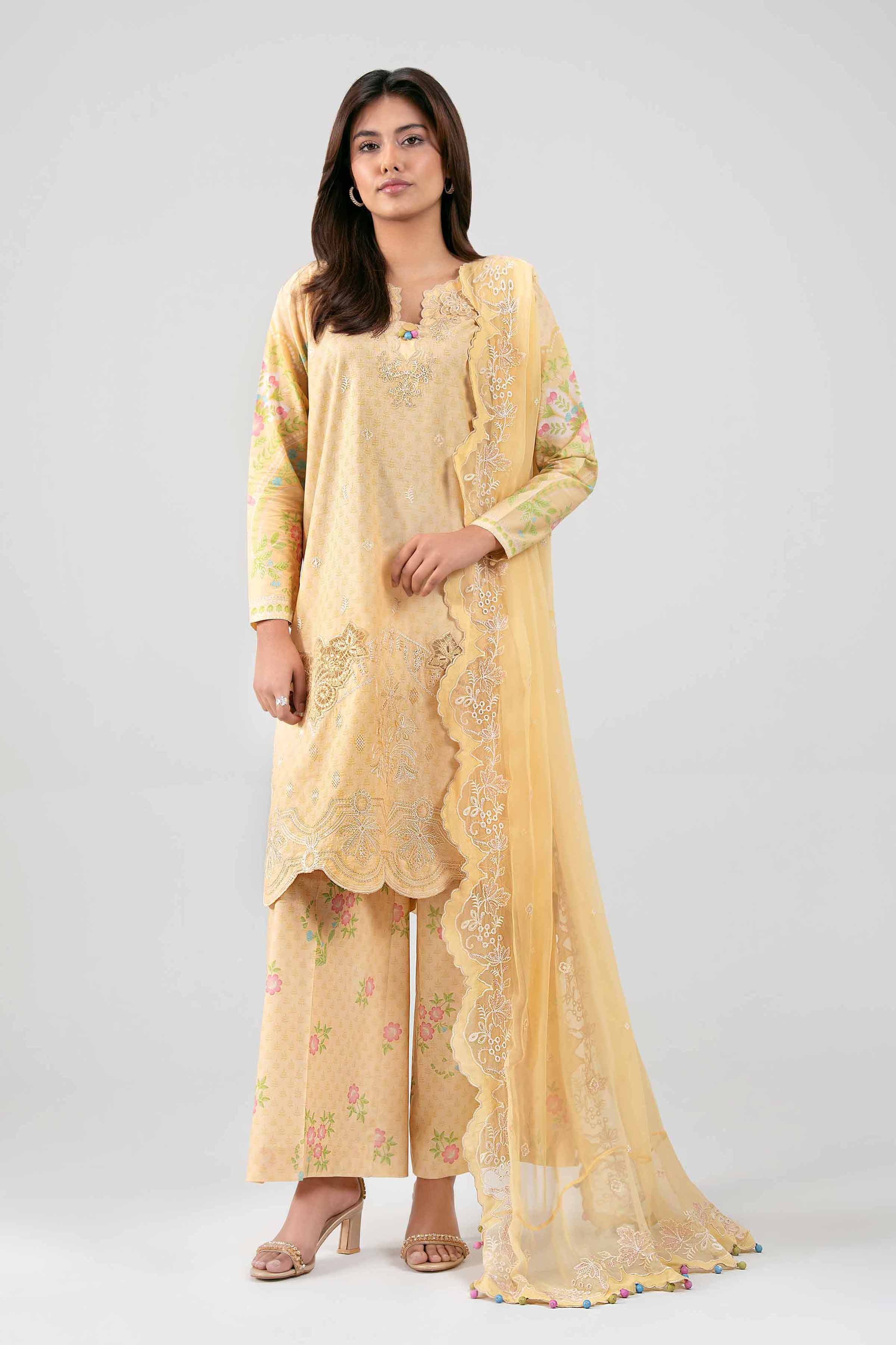 3 Piece - Digital Printed Embroidered Suit - 42601388