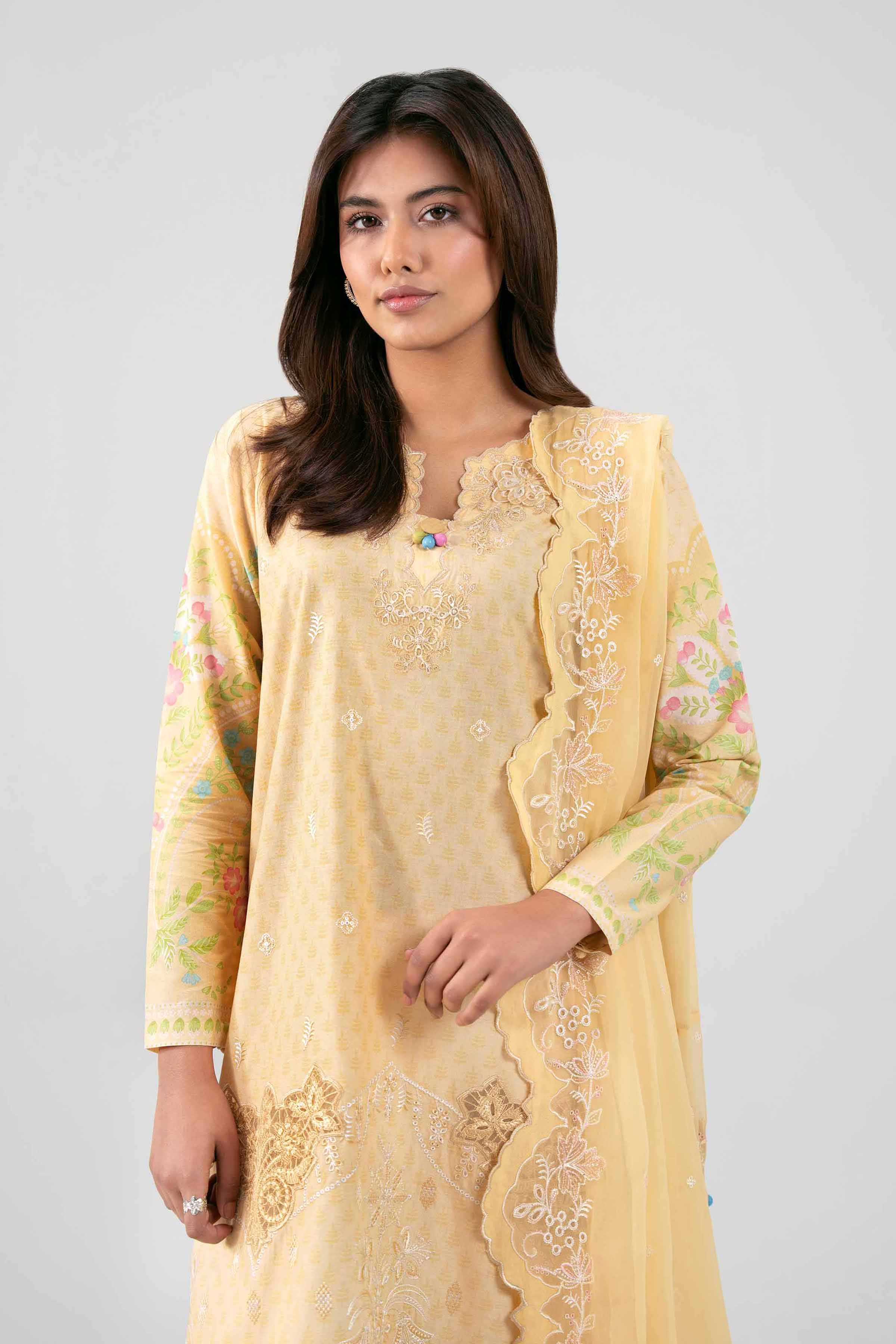 3 Piece - Digital Printed Embroidered Suit - 42601388