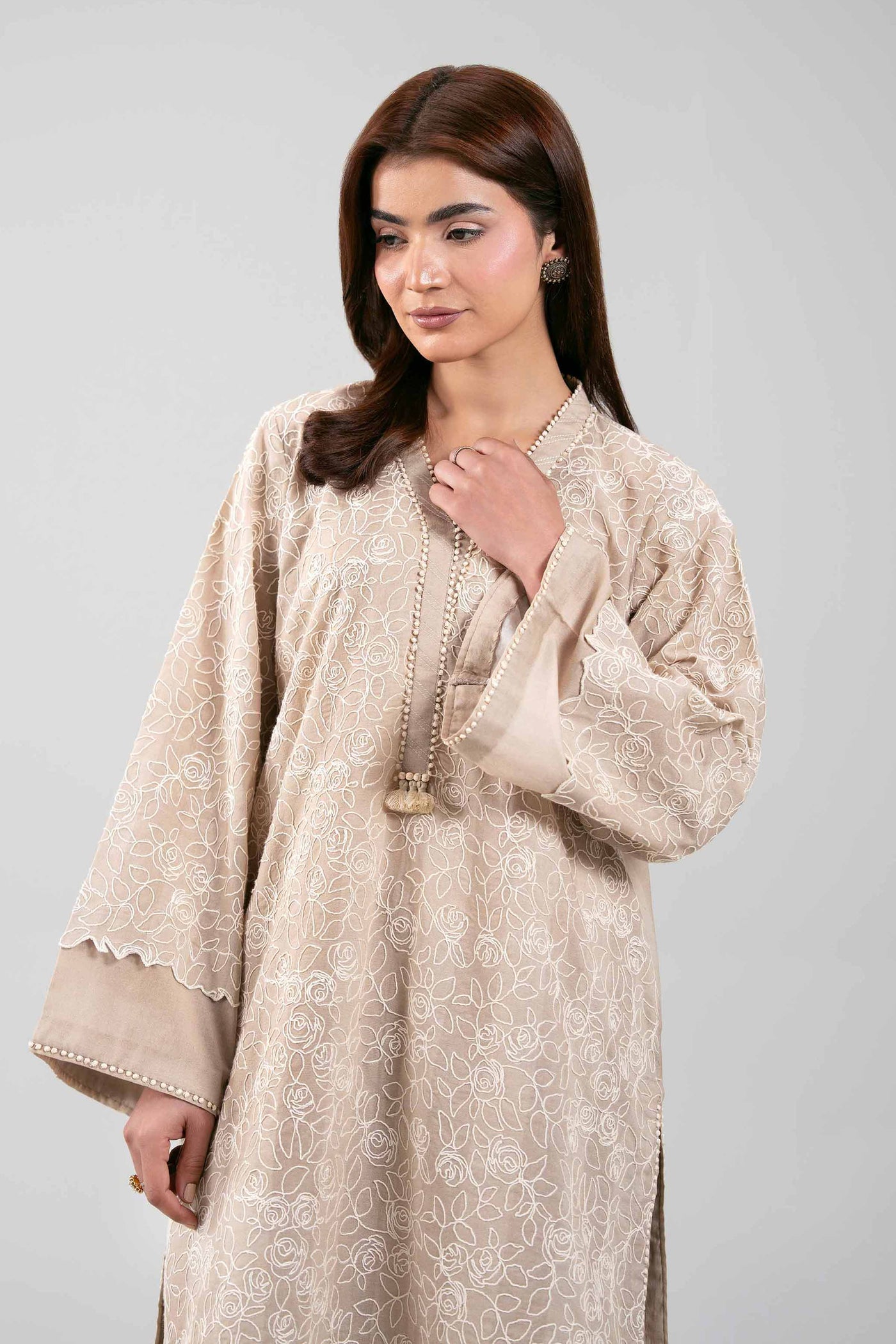 3 Piece Embroidered Raw Silk Suit