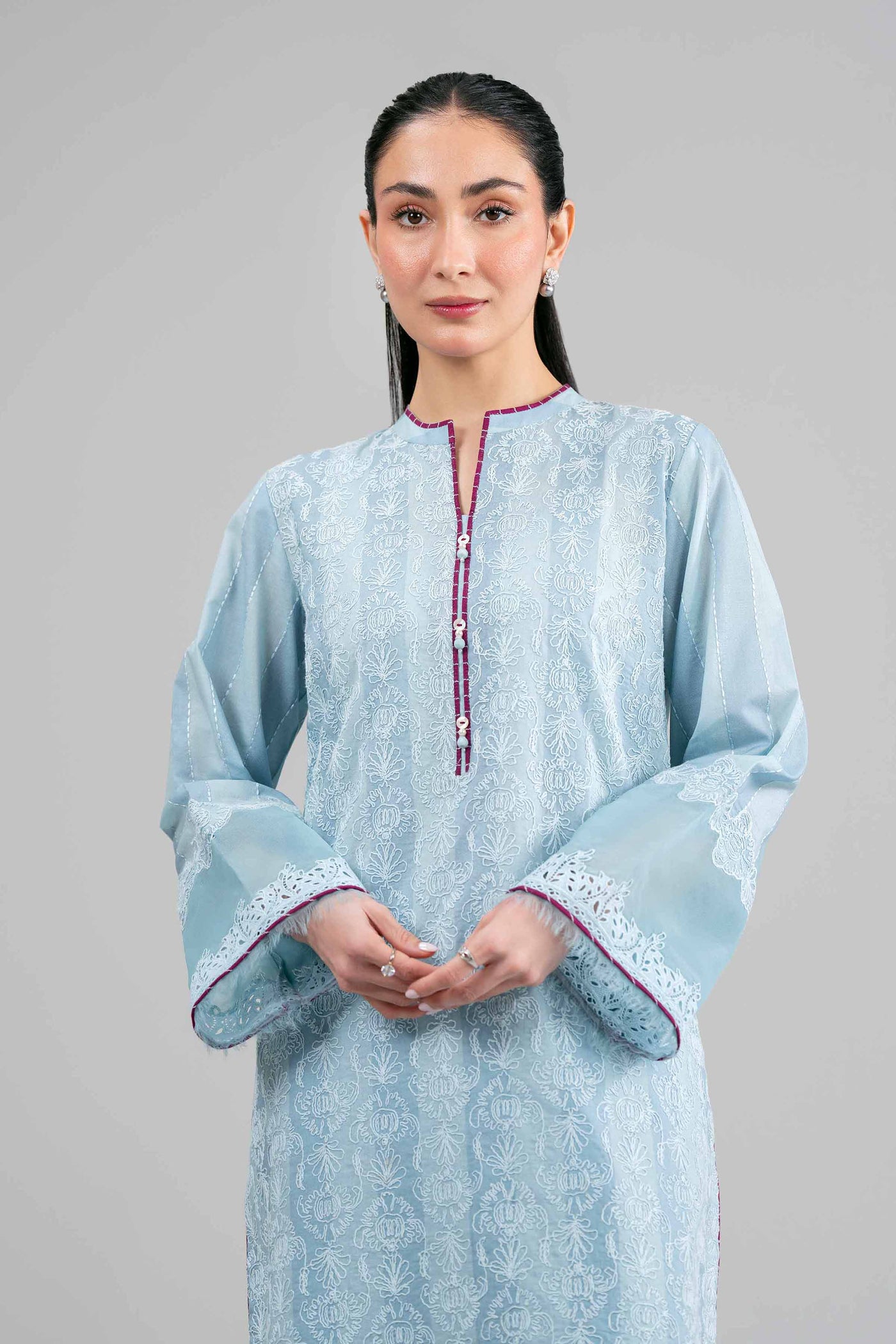 3 Piece Embroidered Cotton Net Suit