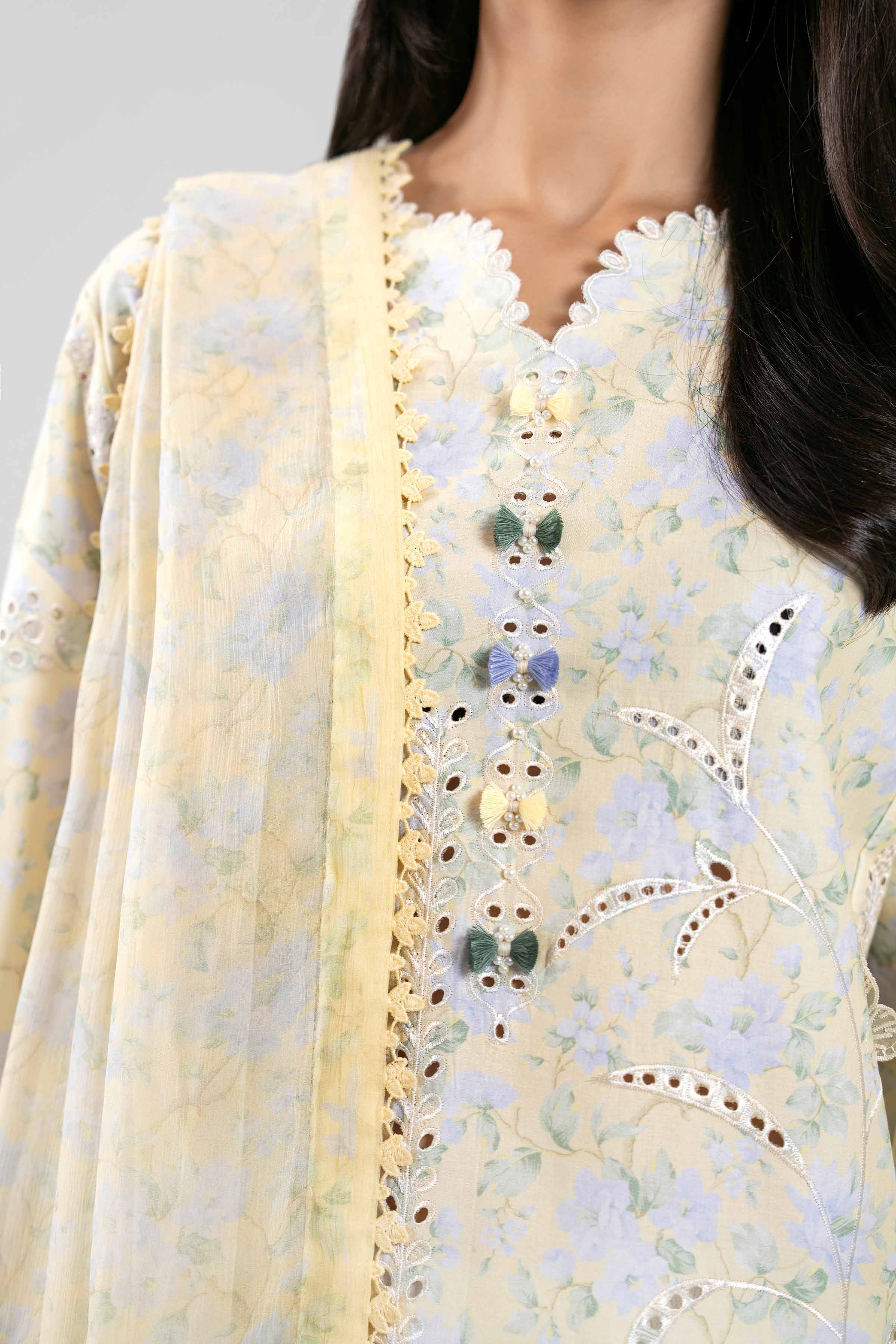 3 Piece - Digital Printed Embroidered Suit - 42601396