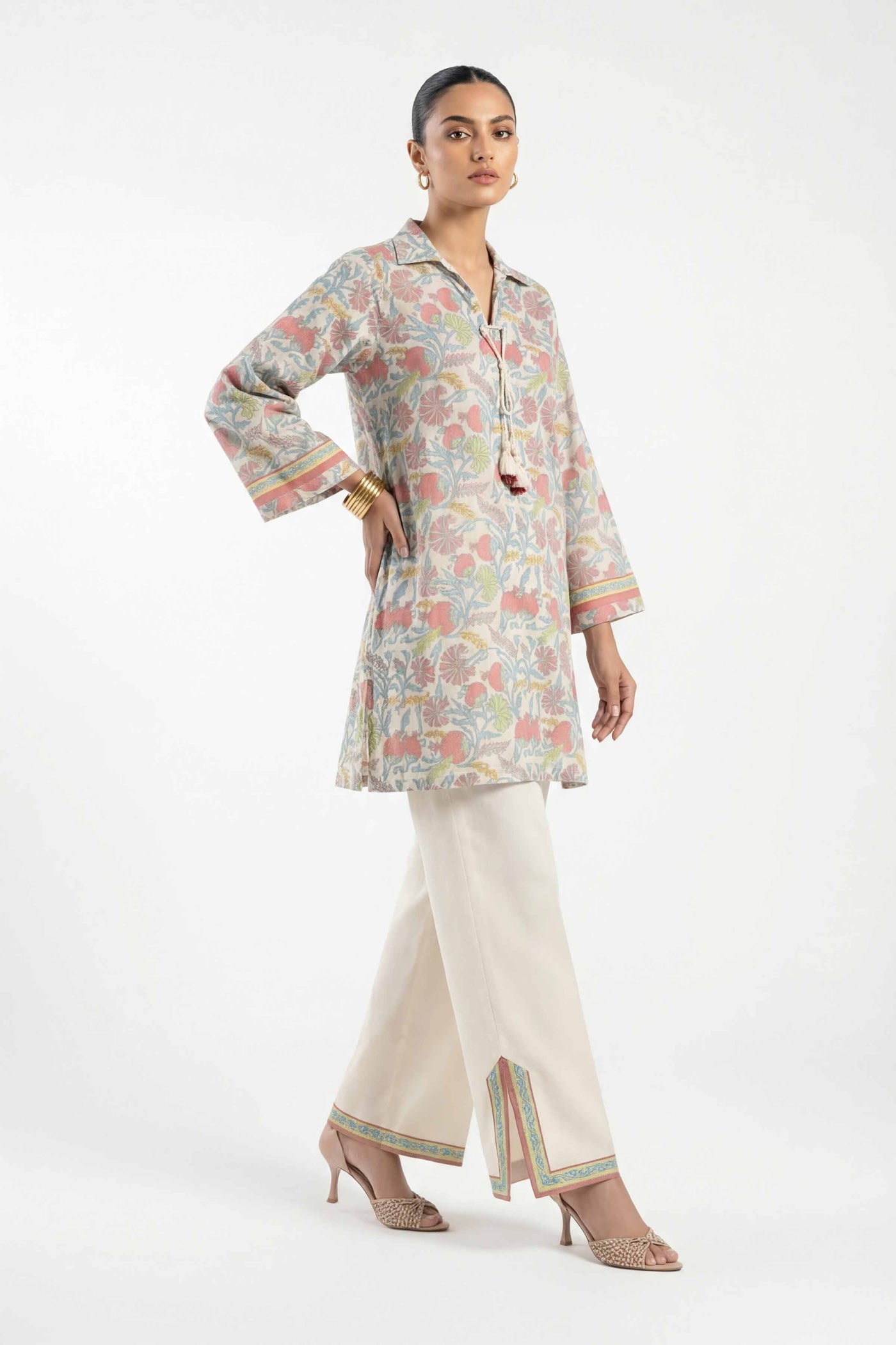 3 Piece Embroidered Tissue Suit