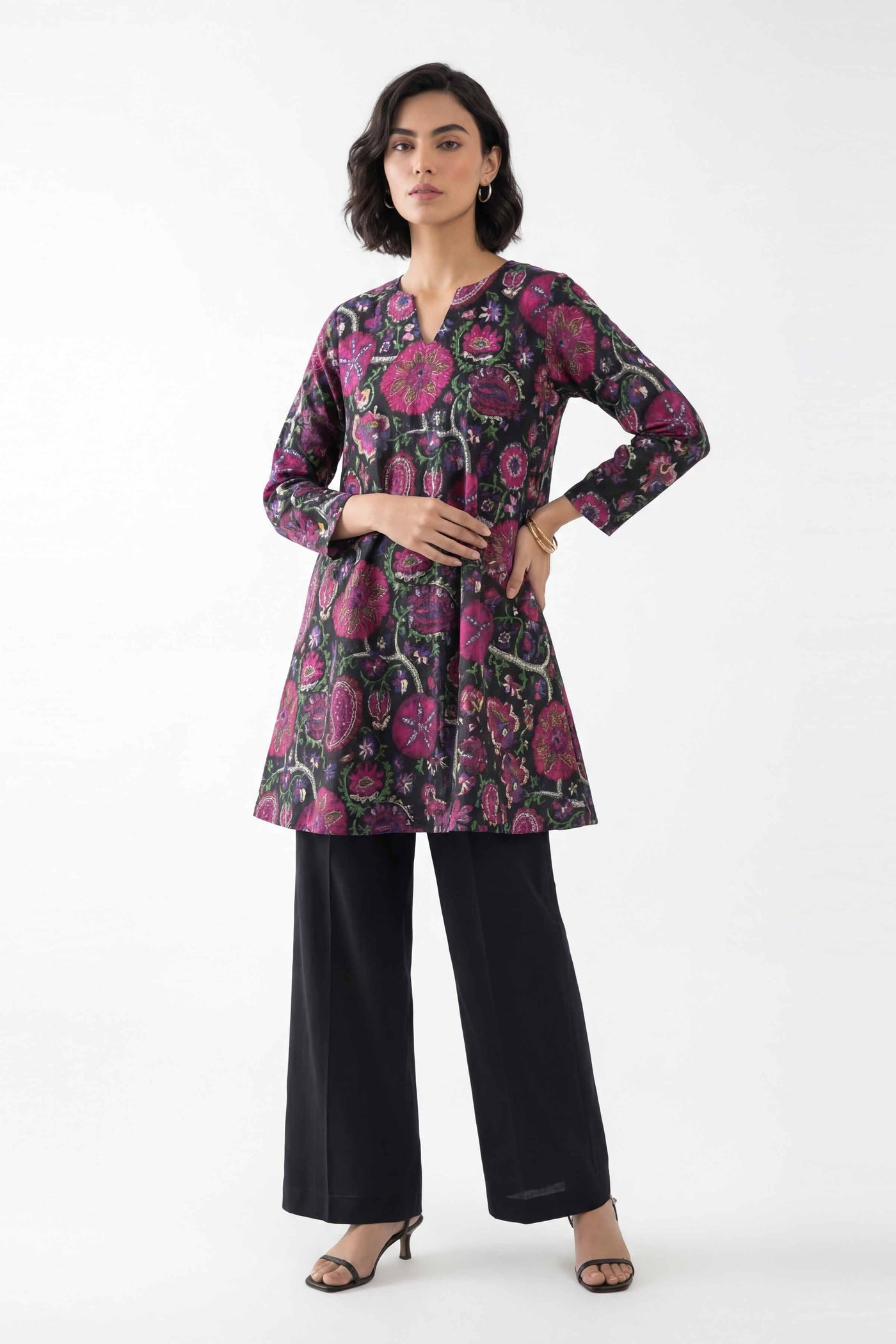 3 Piece Embroidered Paper Cotton Suit