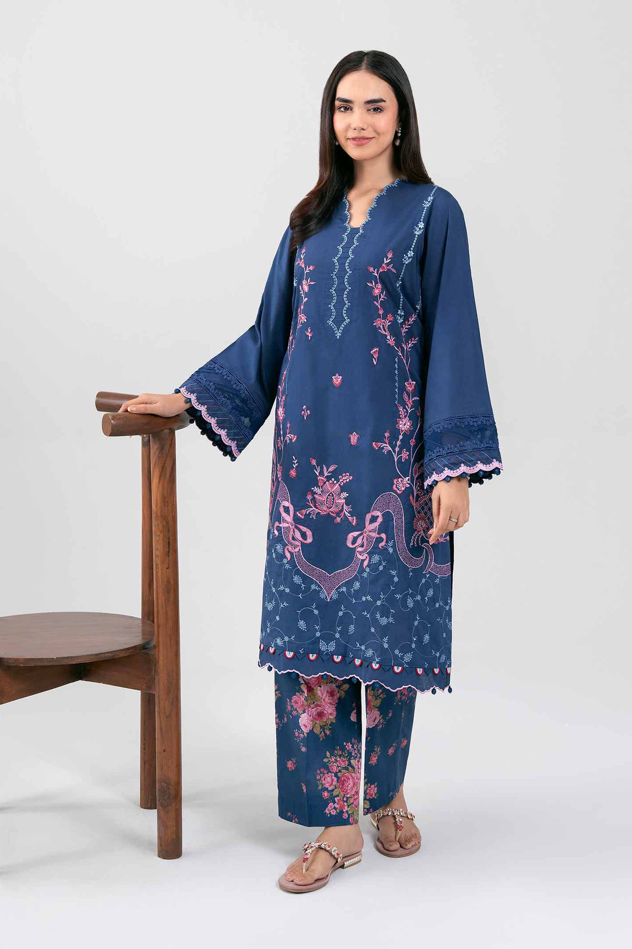 2 Piece - Digital Printed Embroidered Suit - 42601422