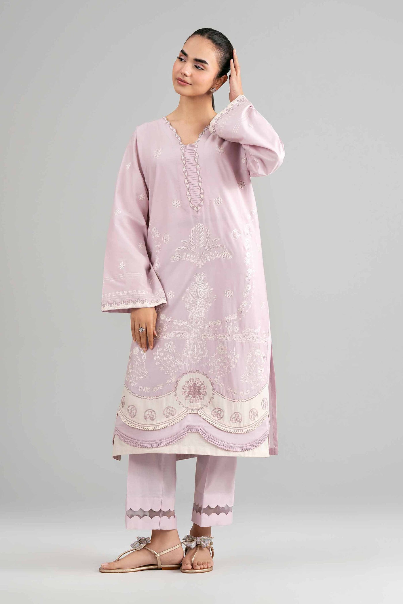 3 Piece Embellished Crepe Suit