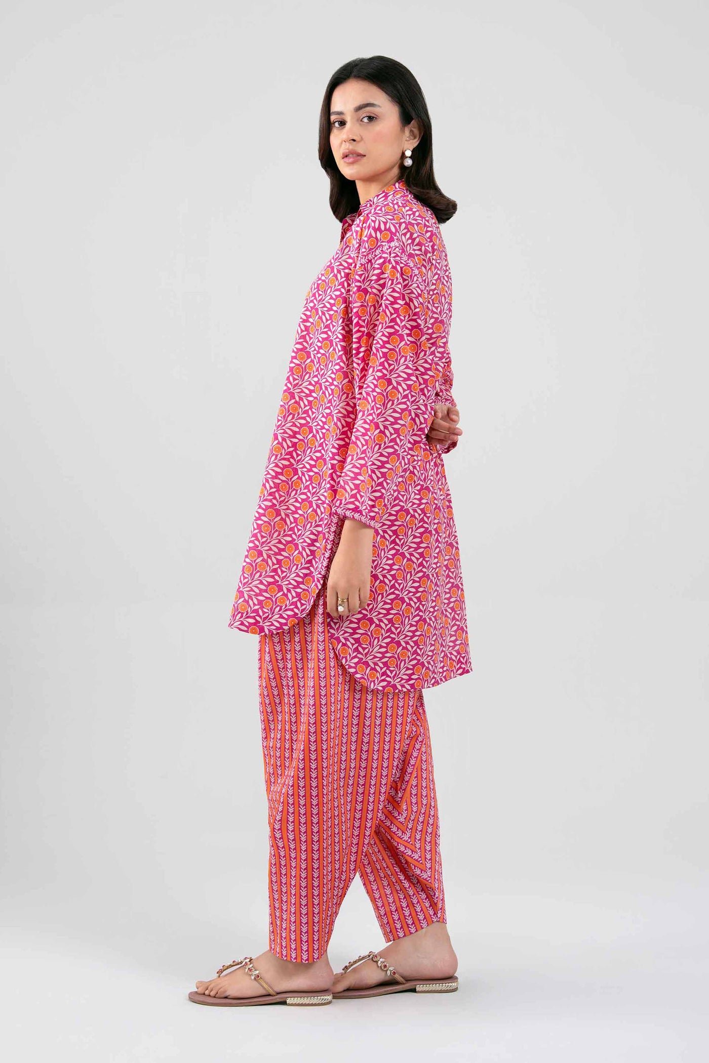 3 Piece Embroidered Shimmer Silk Suit