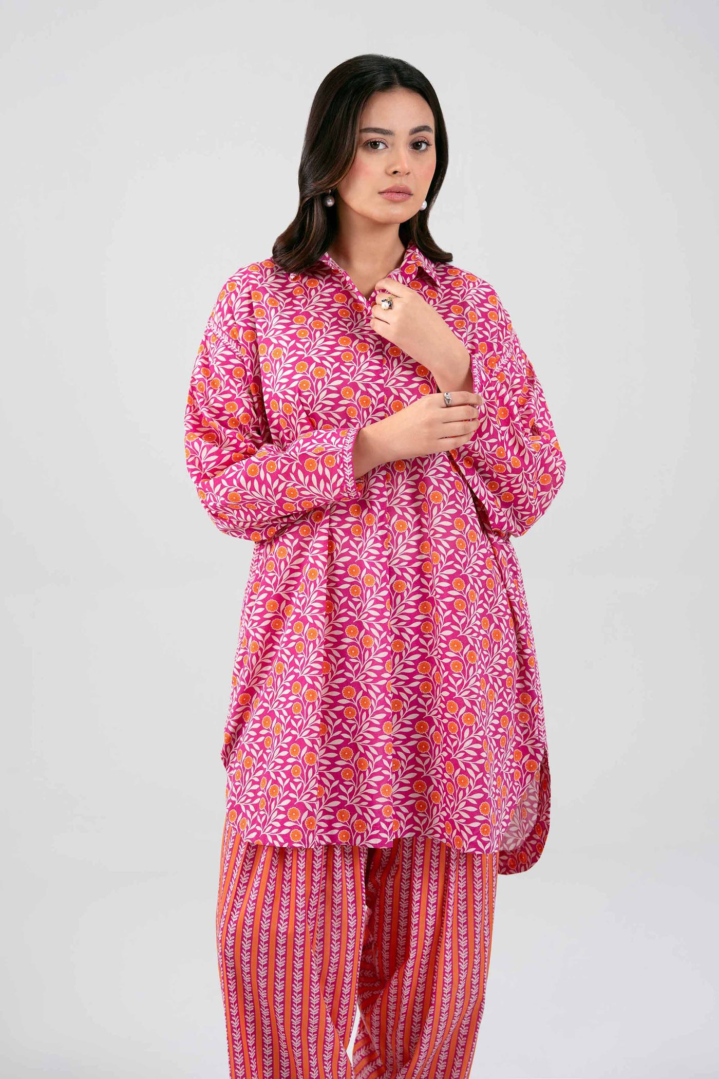 3 Piece Embroidered Shimmer Silk Suit
