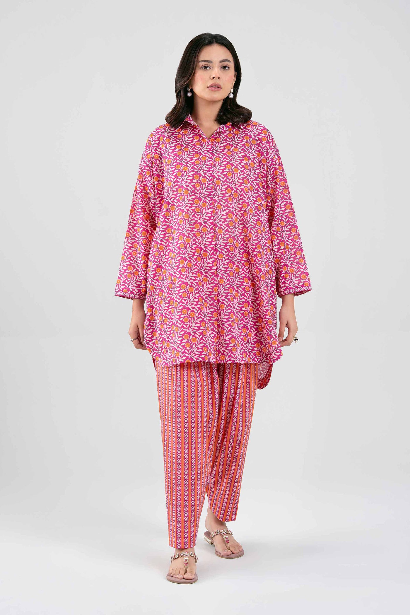 3 Piece Embroidered Shimmer Silk Suit