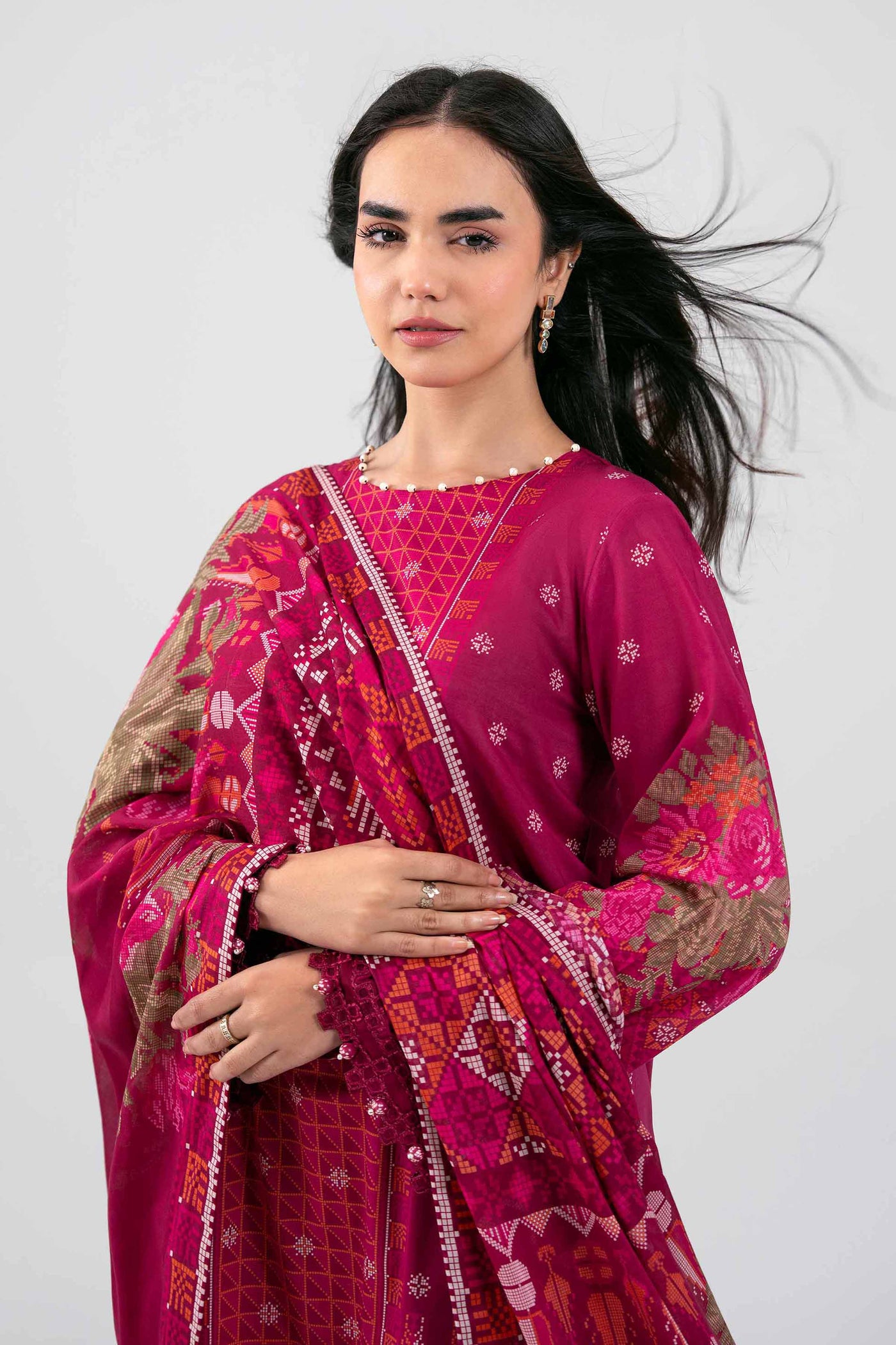 3 Piece Embroidered Organza Suit