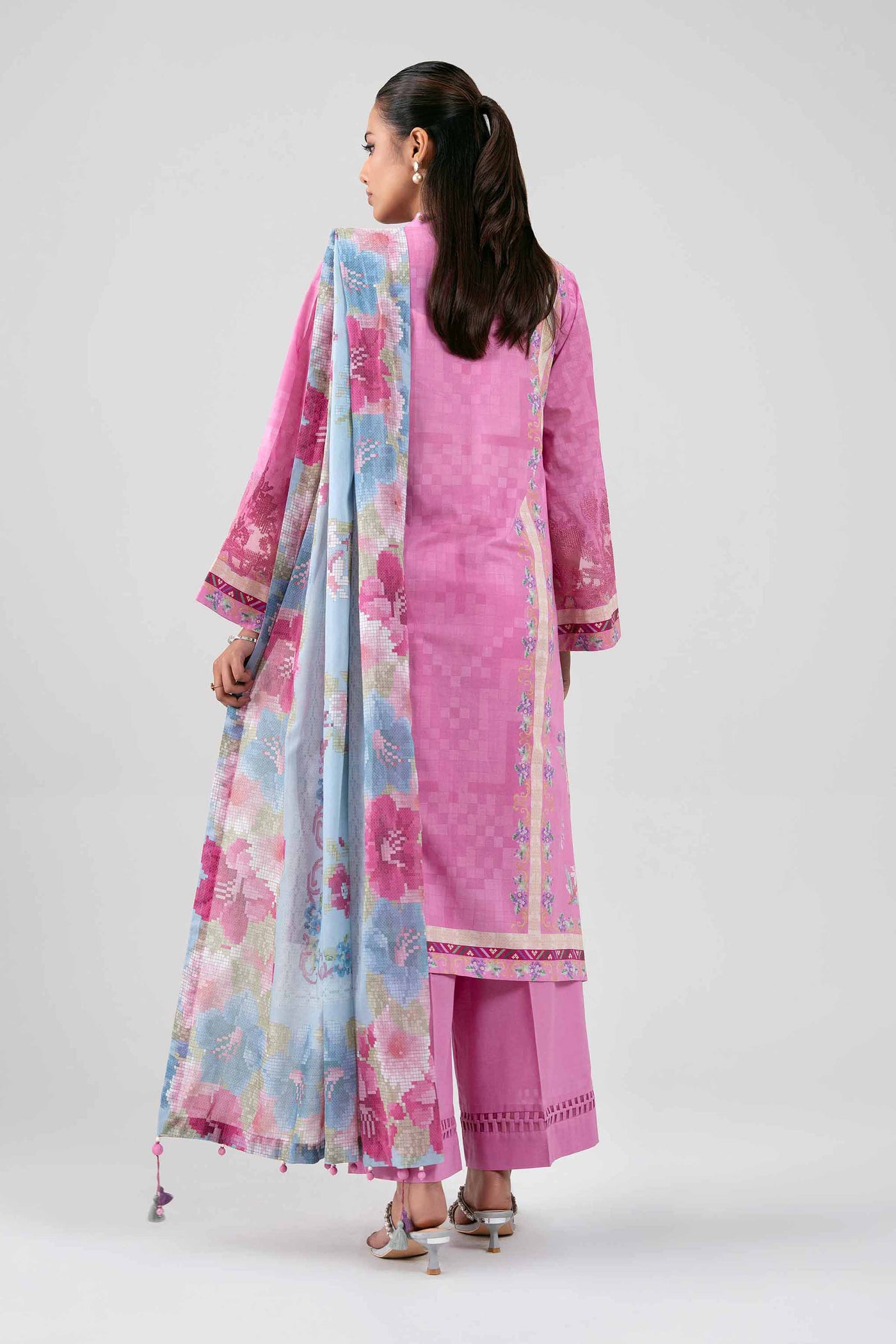 3 Piece Unstitched Embroidered Net Suit