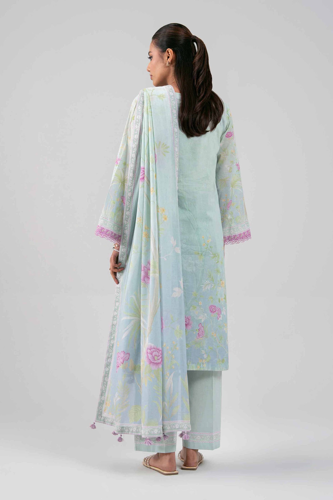 3 Piece Unstitched Embroidered Net Suit