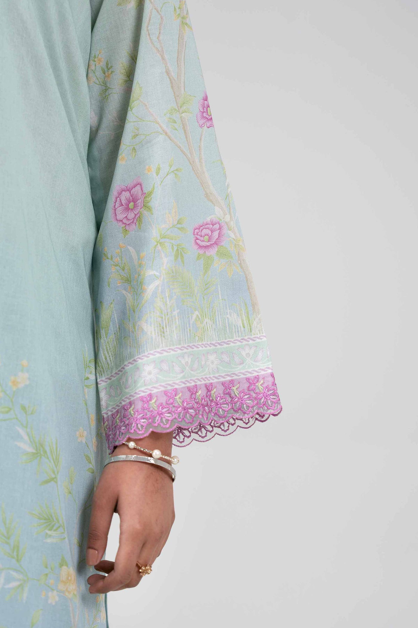 3 Piece Unstitched Embroidered Net Suit