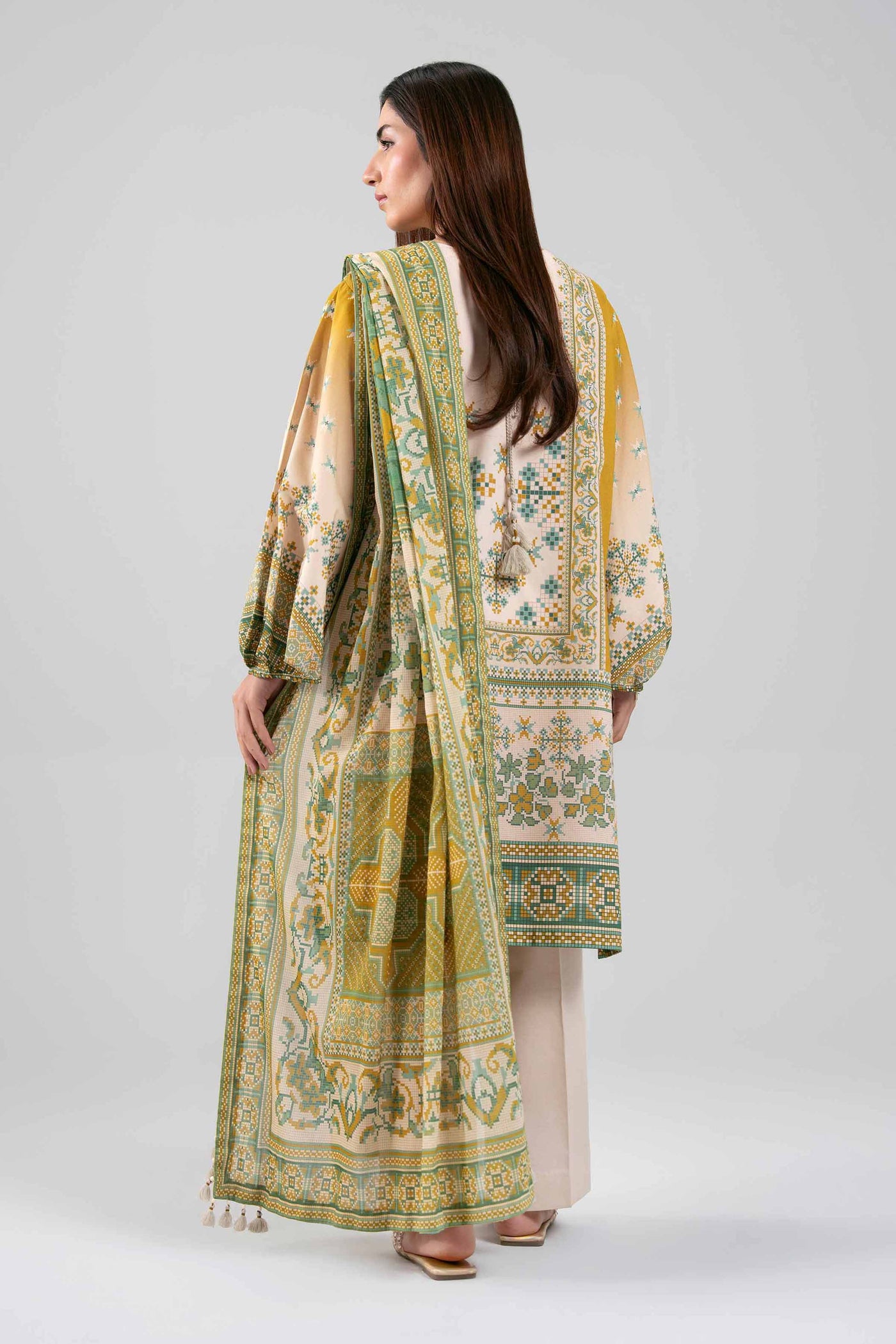 3 Piece Embroidered Raw Silk Suit