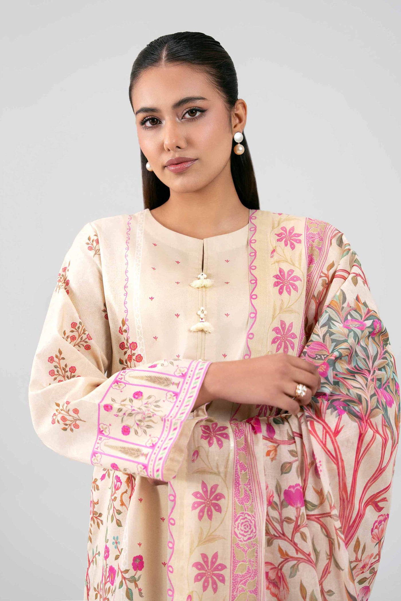 3 Piece Embroidered Raw Silk Suit