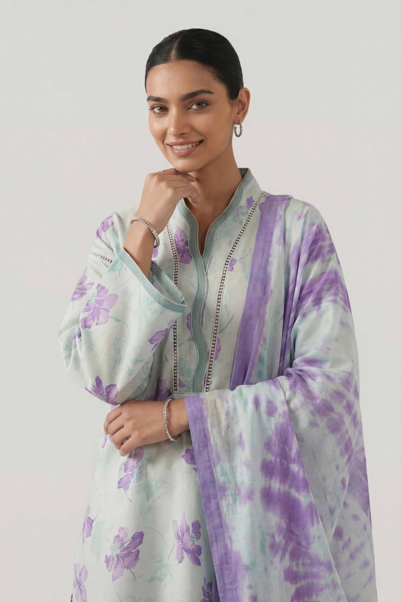 3 Piece Embroidered Raw Silk Suit