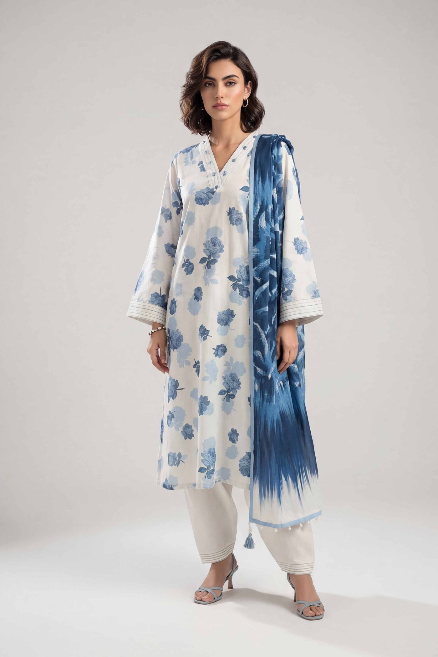 3 Piece Unstitched Embroidered Lawn Suit