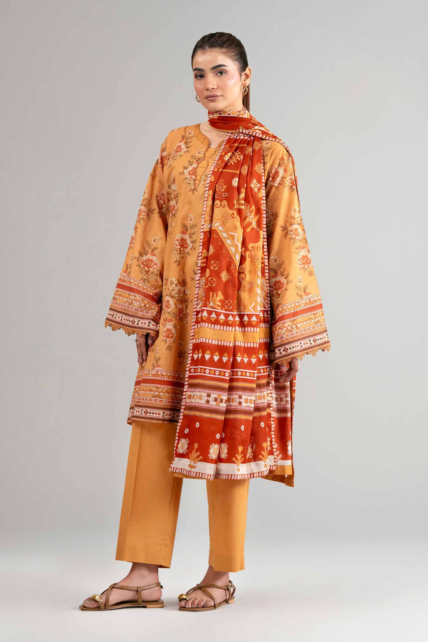 3 Piece Unstitched Embroidered Lawn Suit