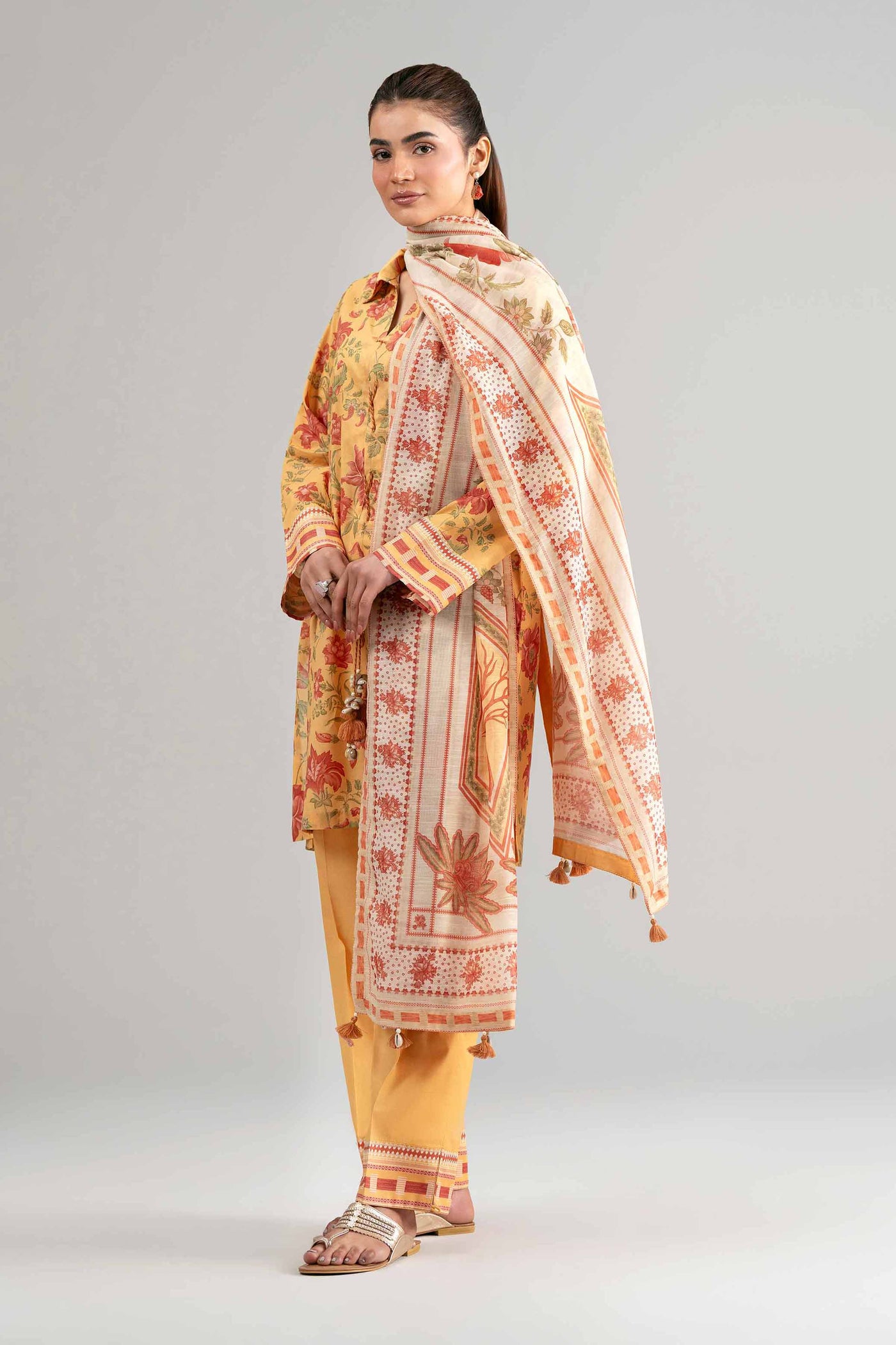 3 Piece Unstitched Embroidered Jacquard Lawn Suit