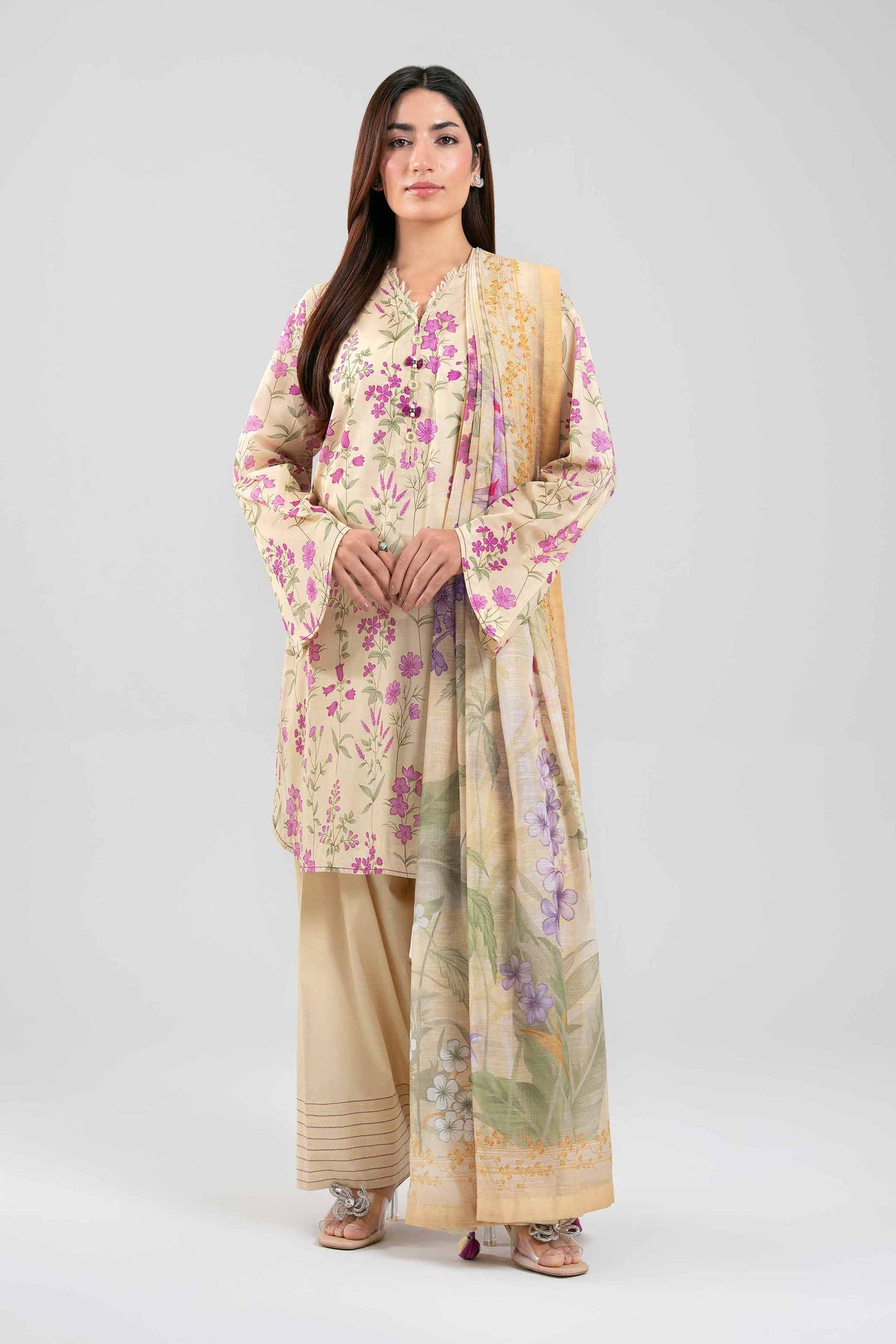 3 Piece Embroidered Chiffon Suit