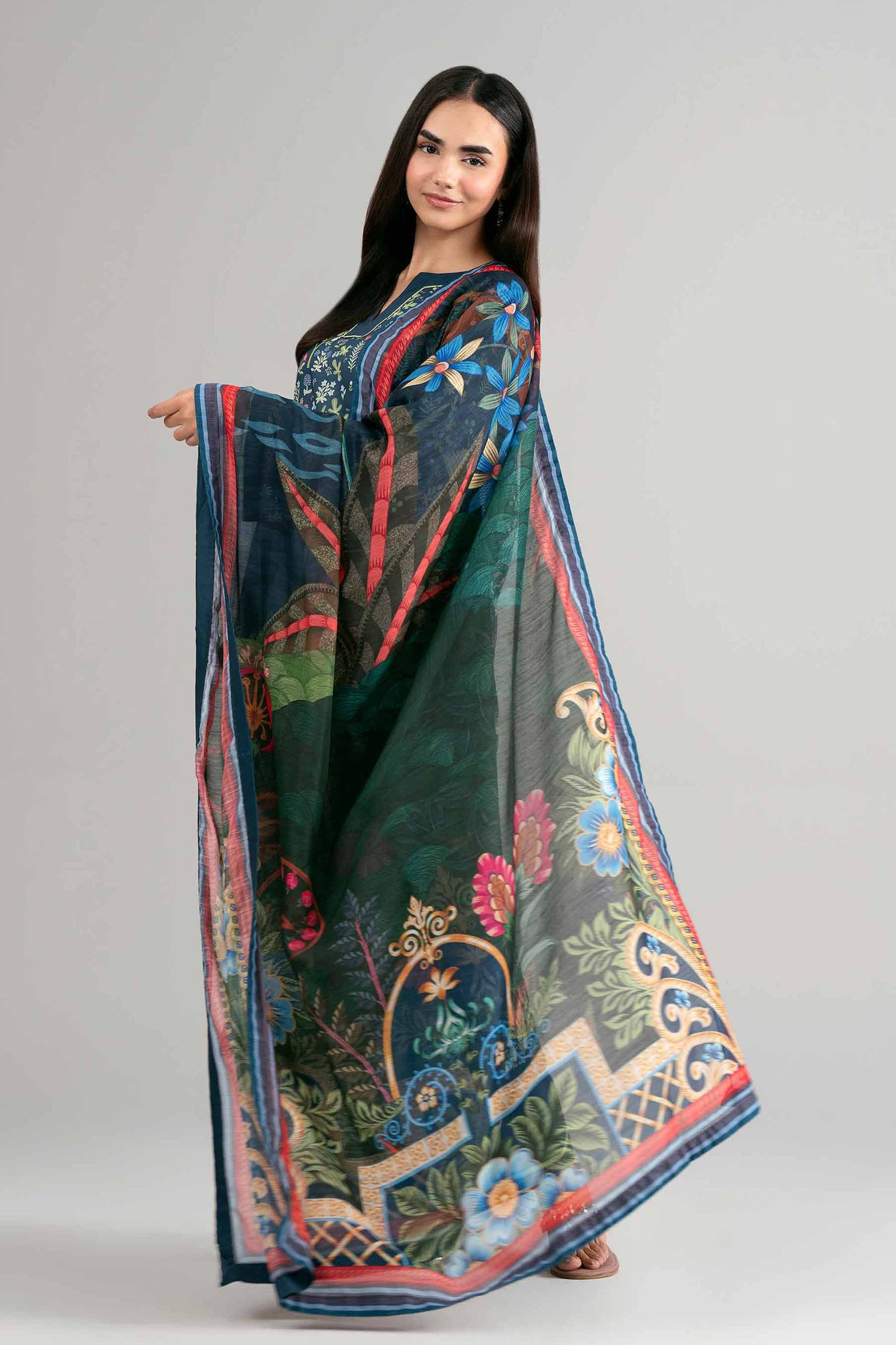 3 Piece Unstitched Embroidered Jacquard Lawn Suit