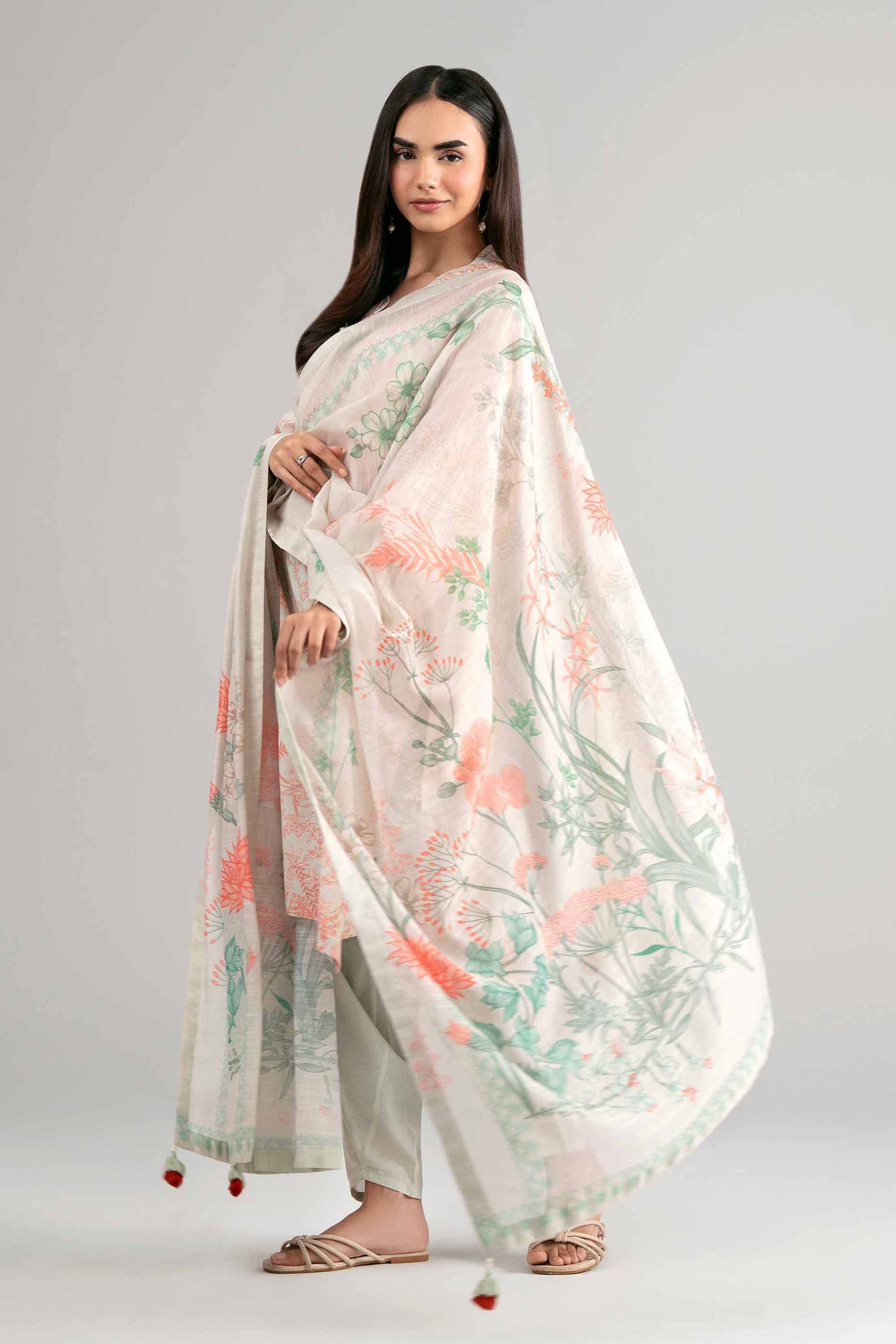 3 Piece Unstitched Embroidered Lawn Suit