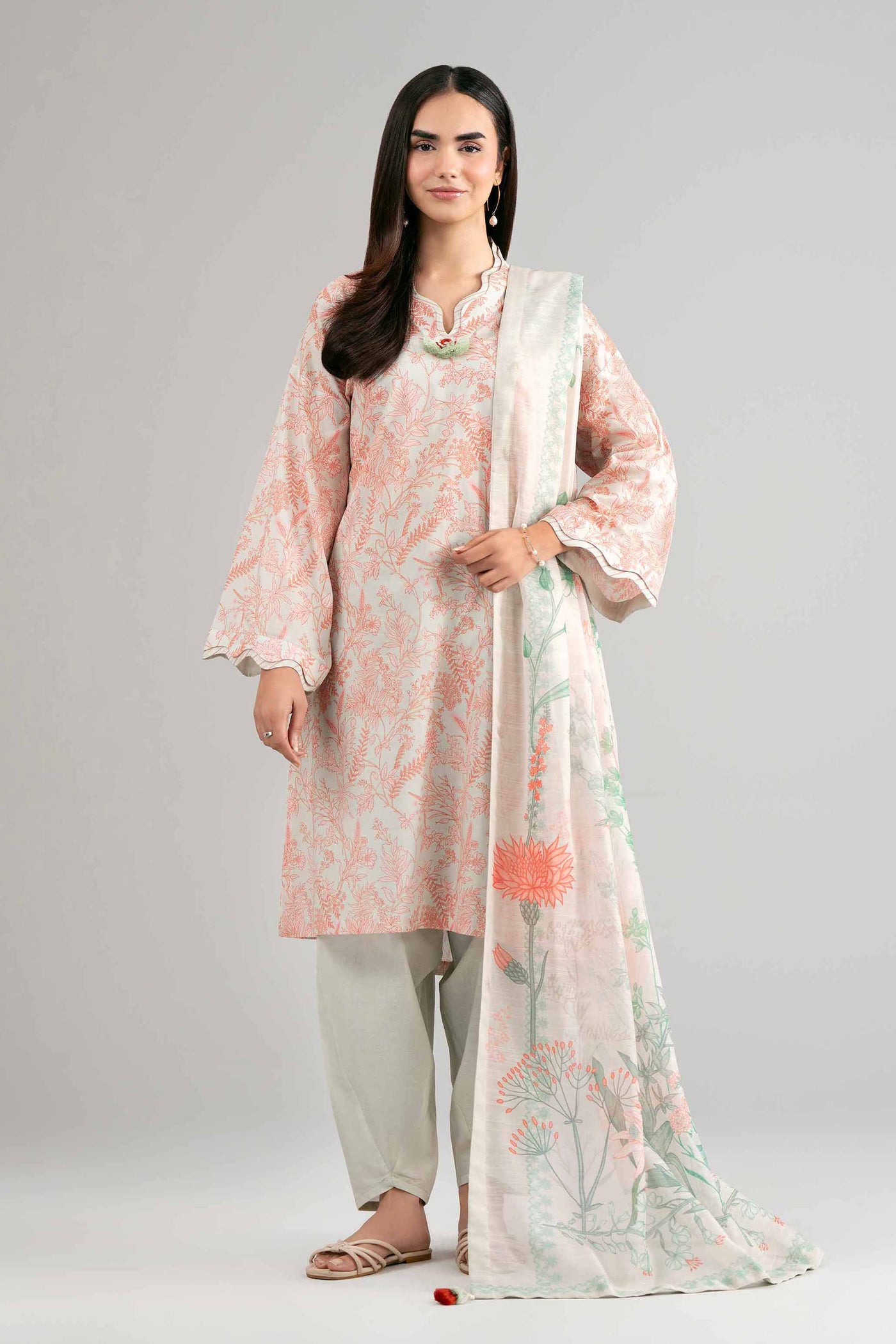 3 Piece Unstitched Embroidered Lawn Suit