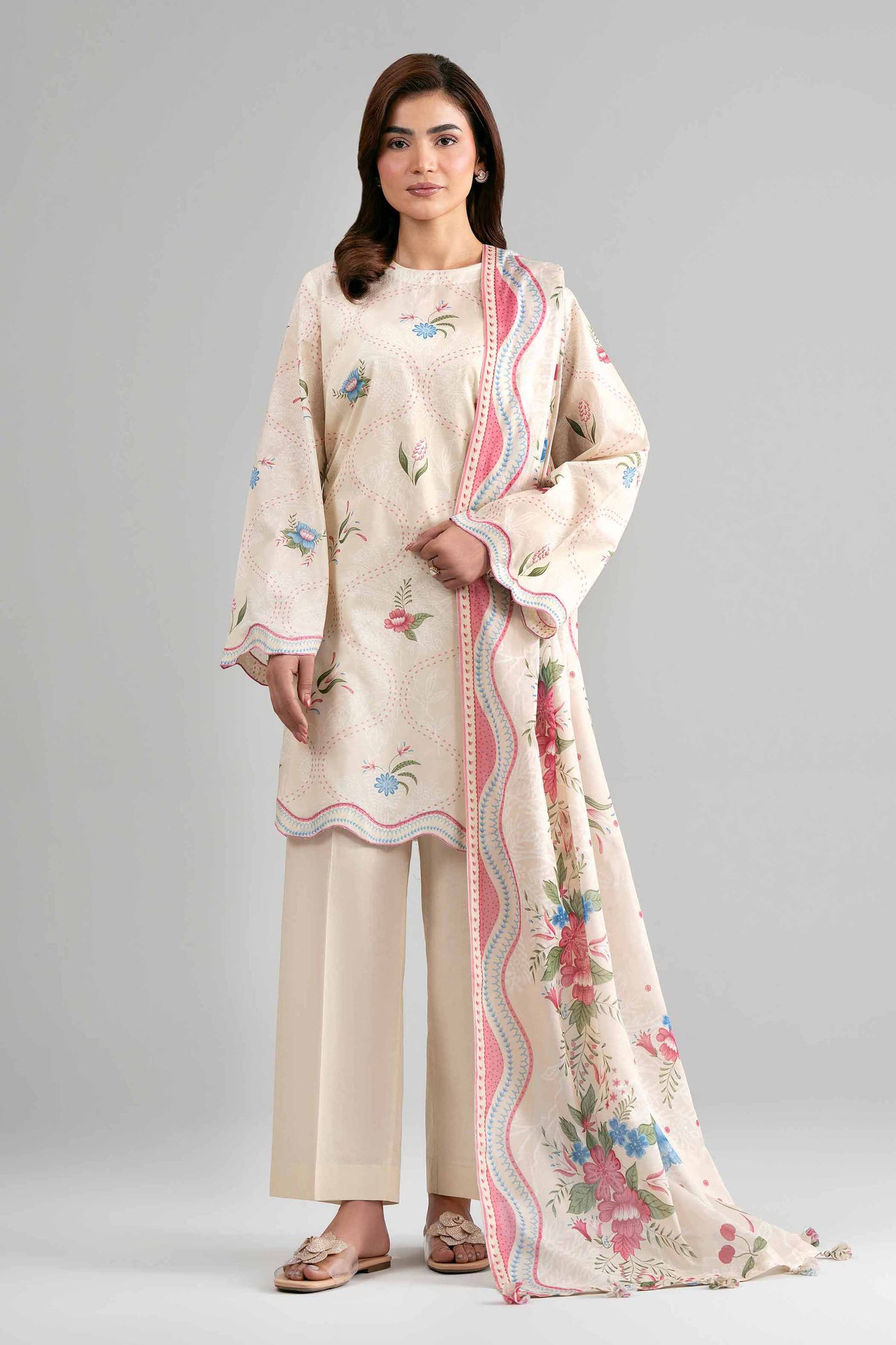 3 Piece Unstitched Embroidered Lawn Suit
