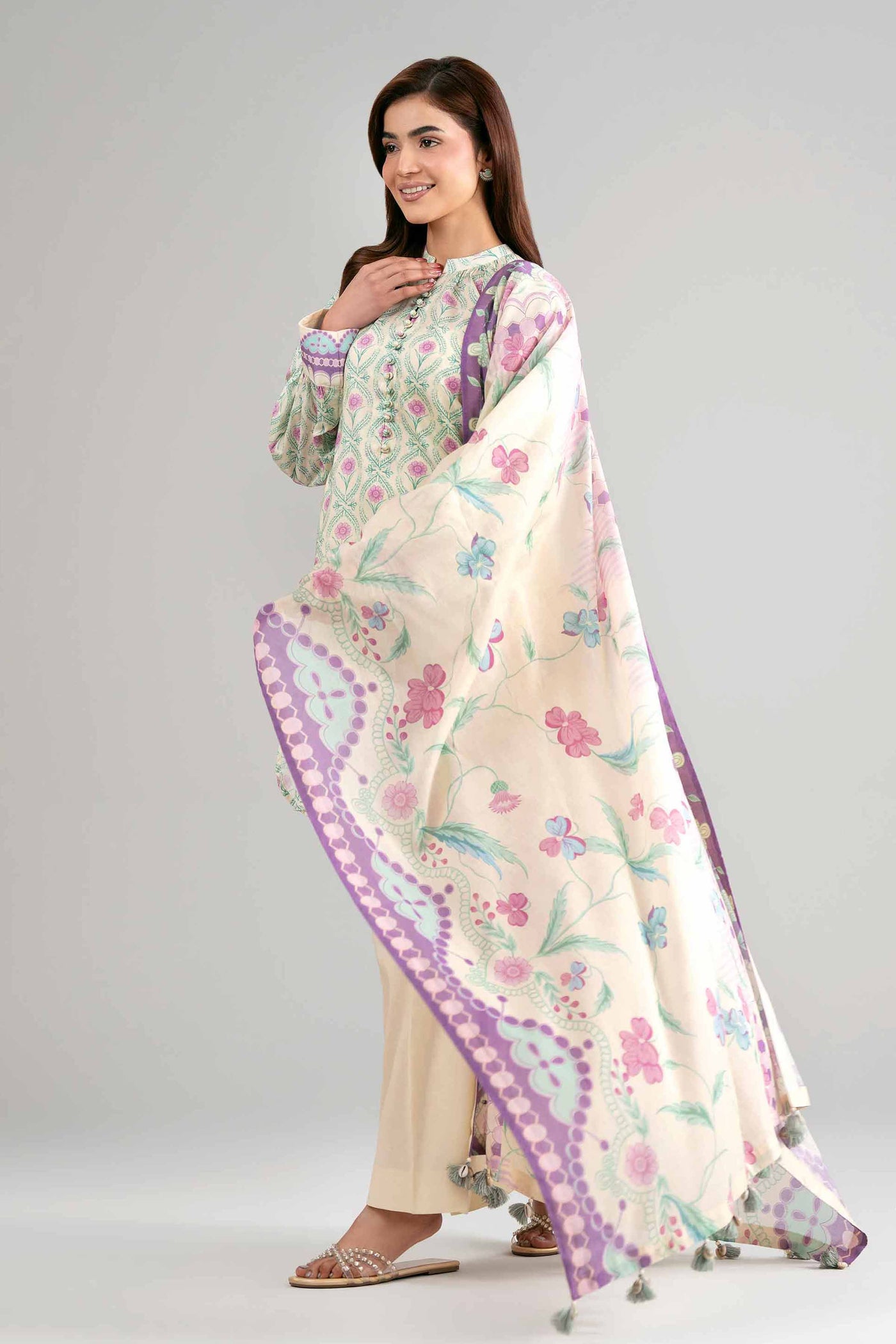 3 Piece Unstitched Embroidered Lawn Suit