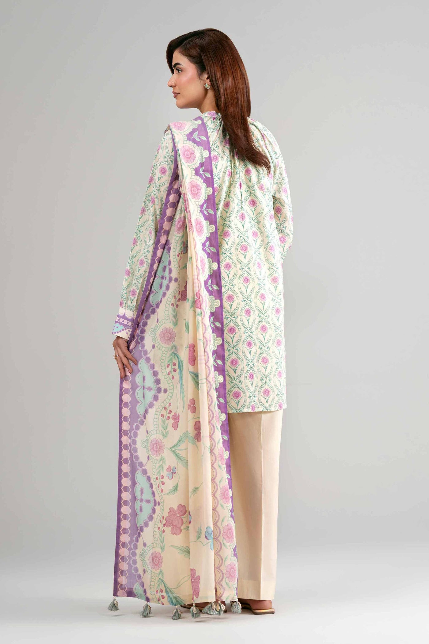 3 Piece Unstitched Embroidered Lawn Suit