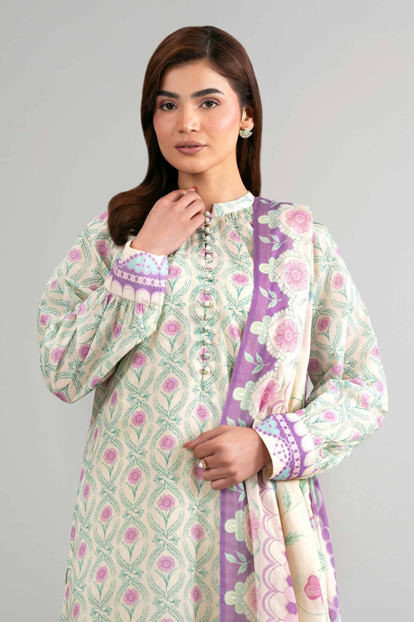 3 Piece Unstitched Embroidered Lawn Suit