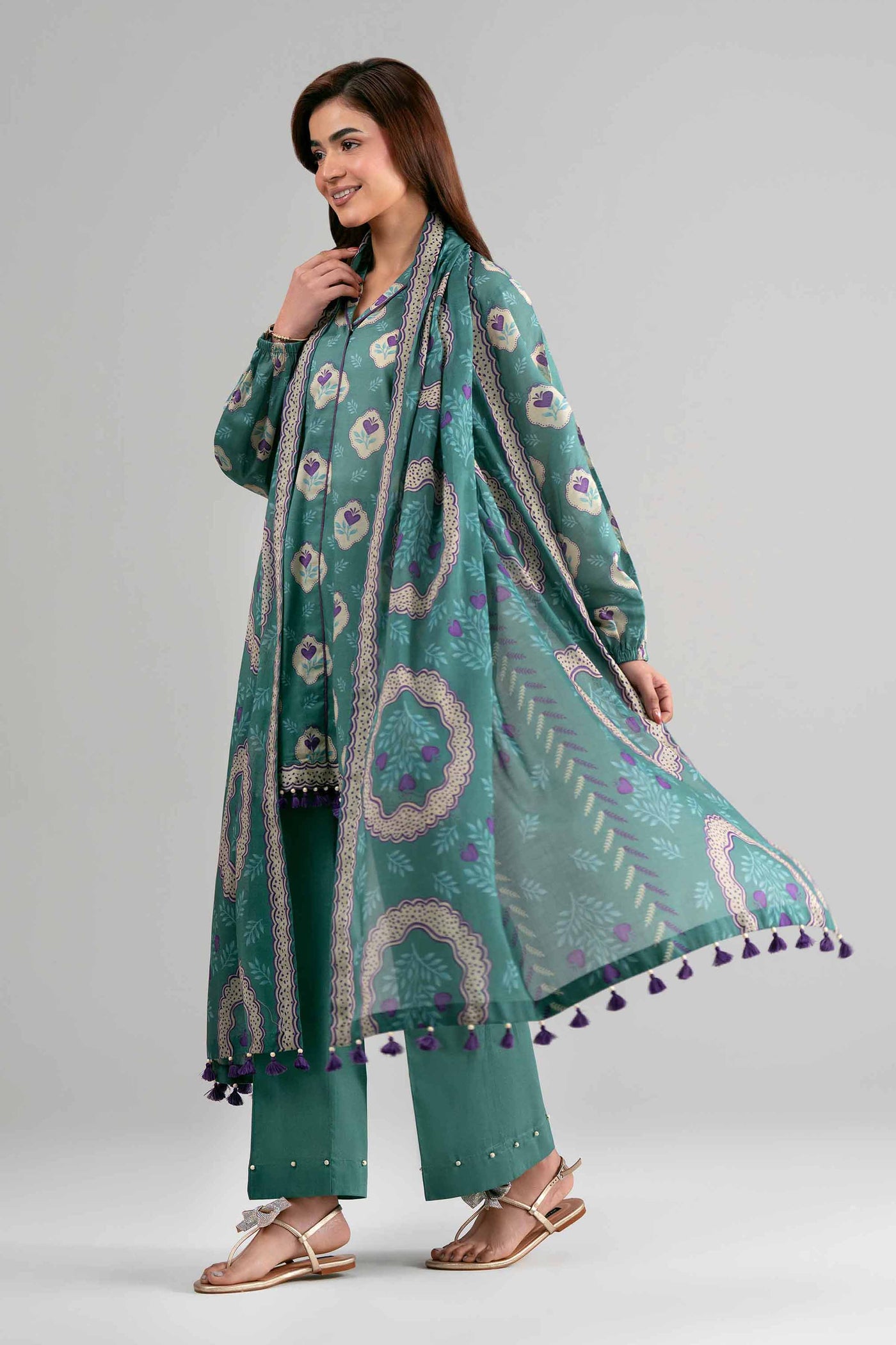 3 Piece Embroidered Linen Suit