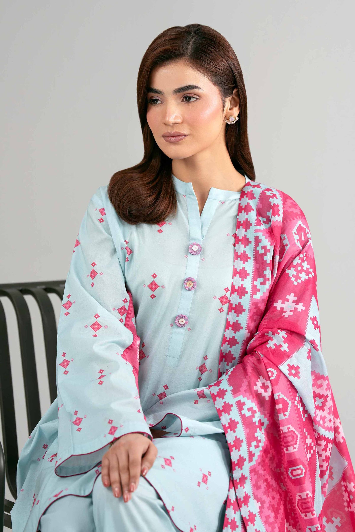 3 Piece Embroidered Pk Raw Silk Suit
